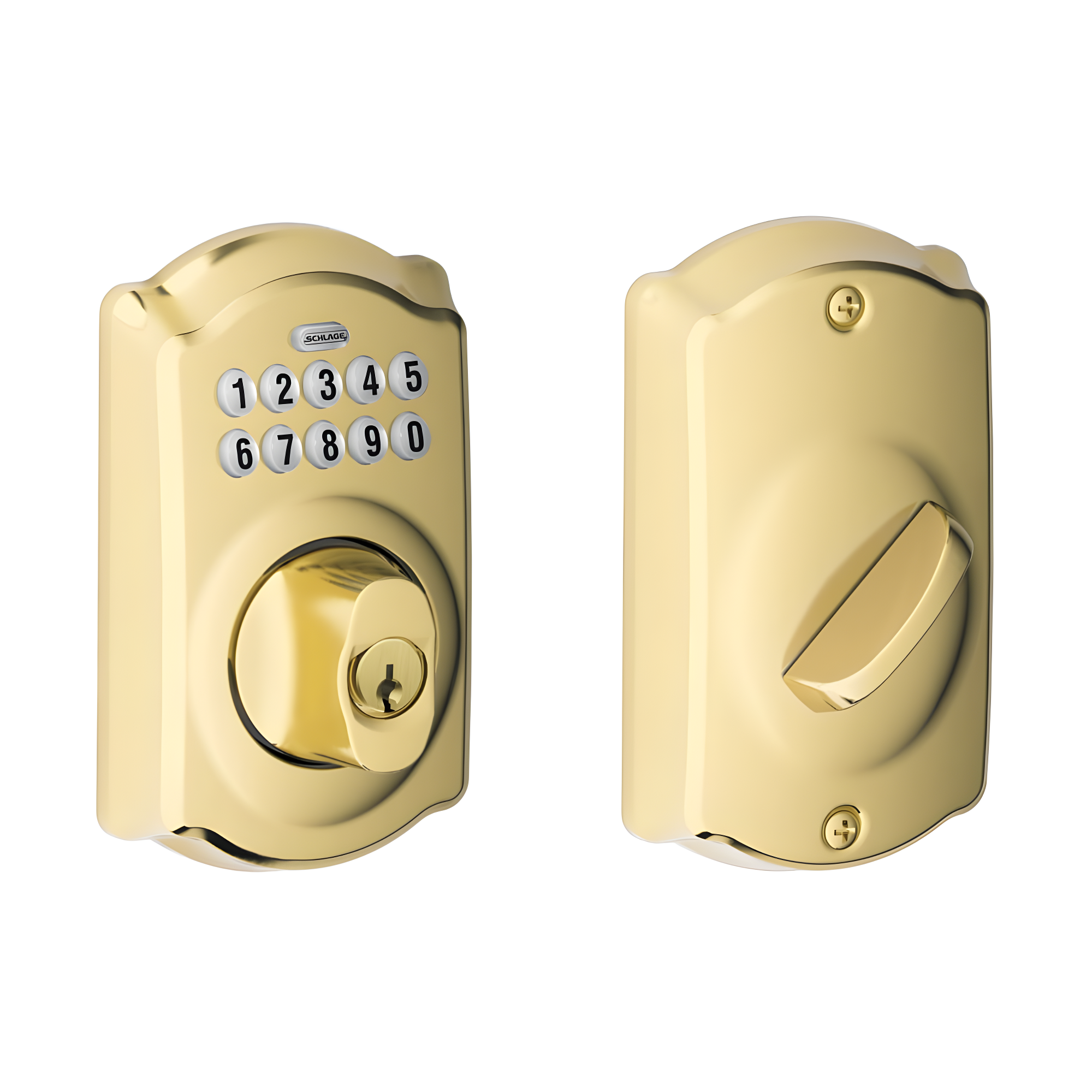 Bright Brass Electronic Keypad Deadbolt with Keyed Entry