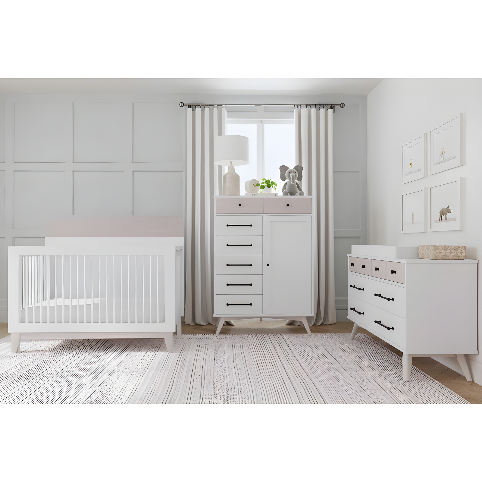 Rowan White and Light Natural 4-in-1 Convertible Crib