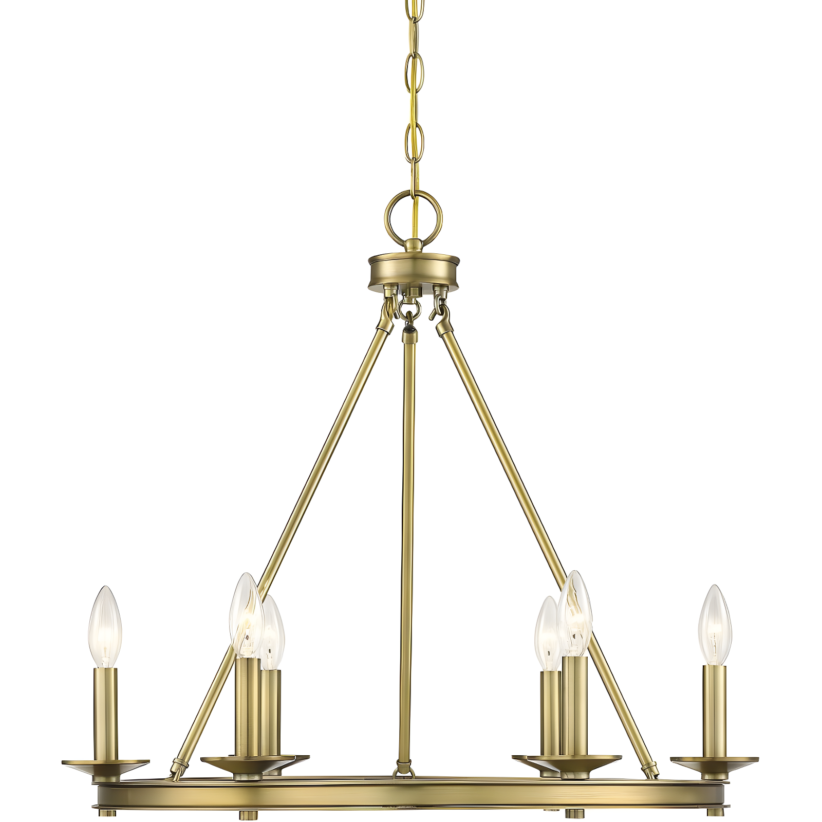 Warm Brass Farmhouse Flair 6-Light Open Hoop Chandelier