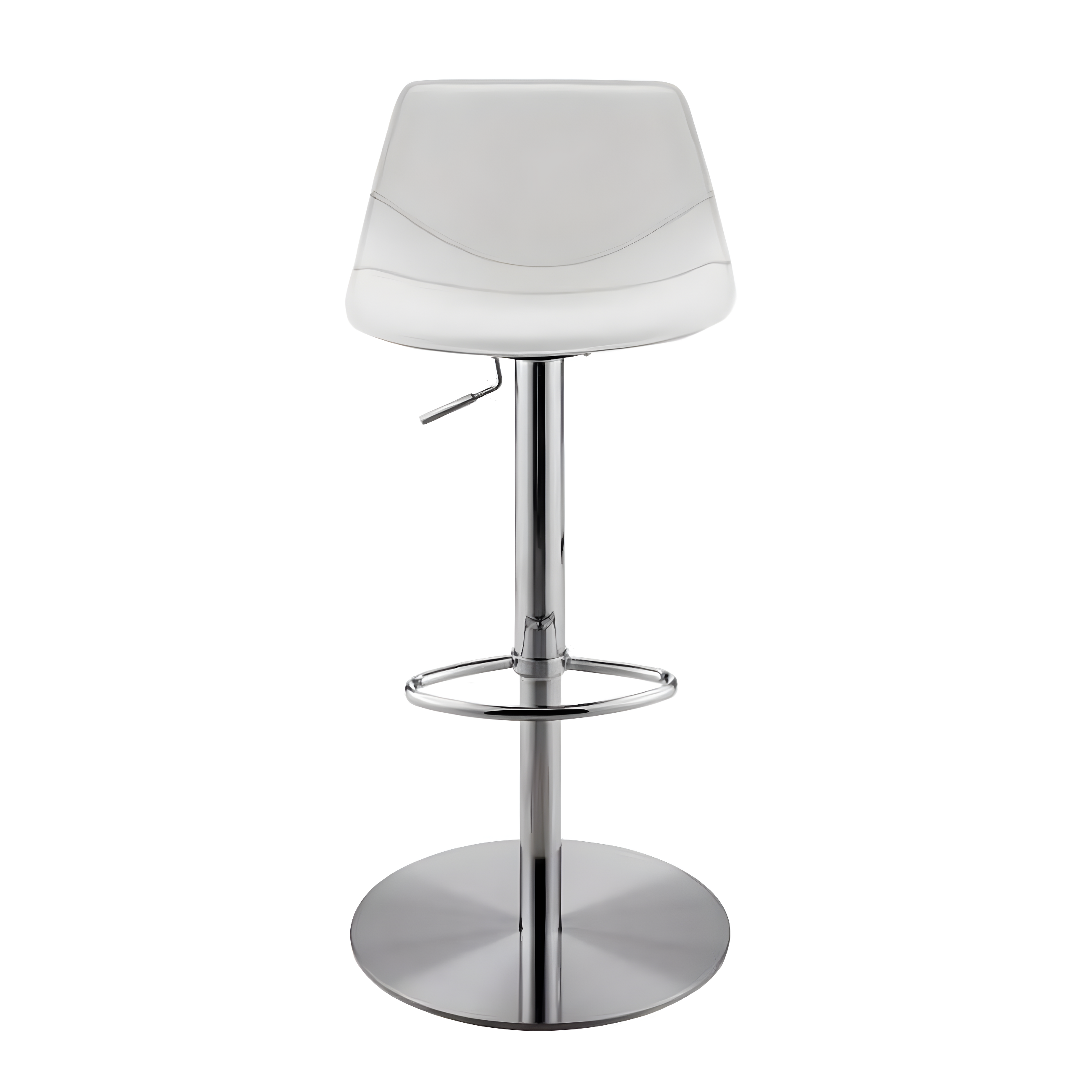 Adjustable Swivel White Leather & Metal Barstool 18.9 x 39.57 in