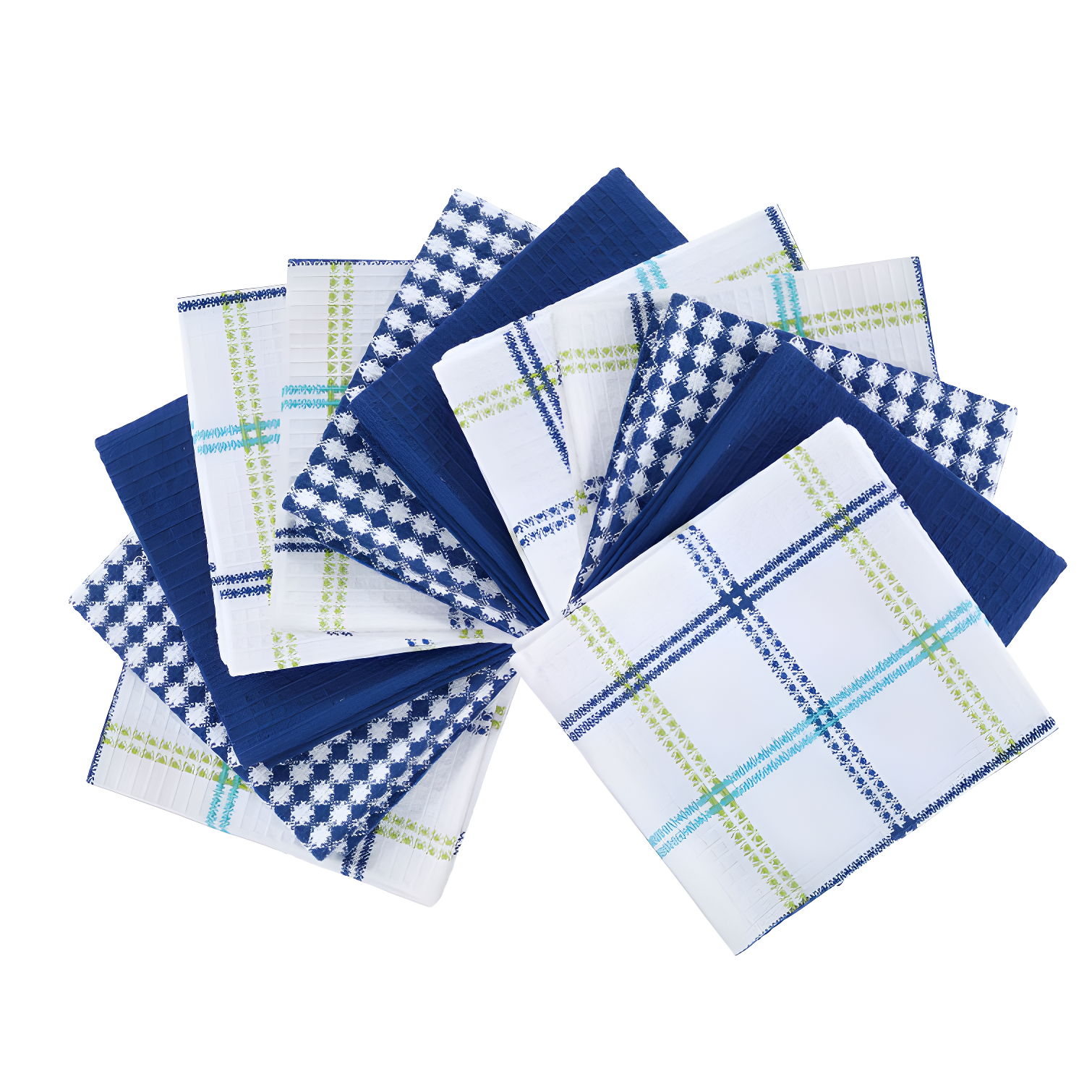 Cool Blue and White Cotton Waffle Dish Cloth Set