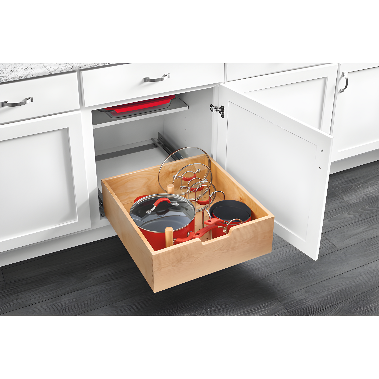 Natural Wood Pull-Out Drawer with Soft-Close Slides