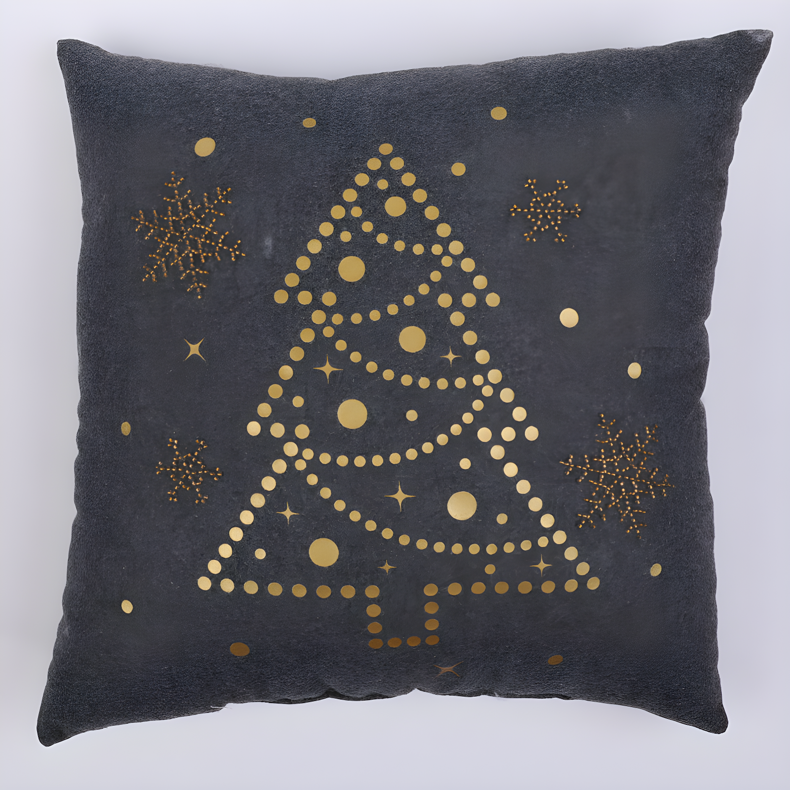 Gold and Gray Christmas Tree Toss Pillow