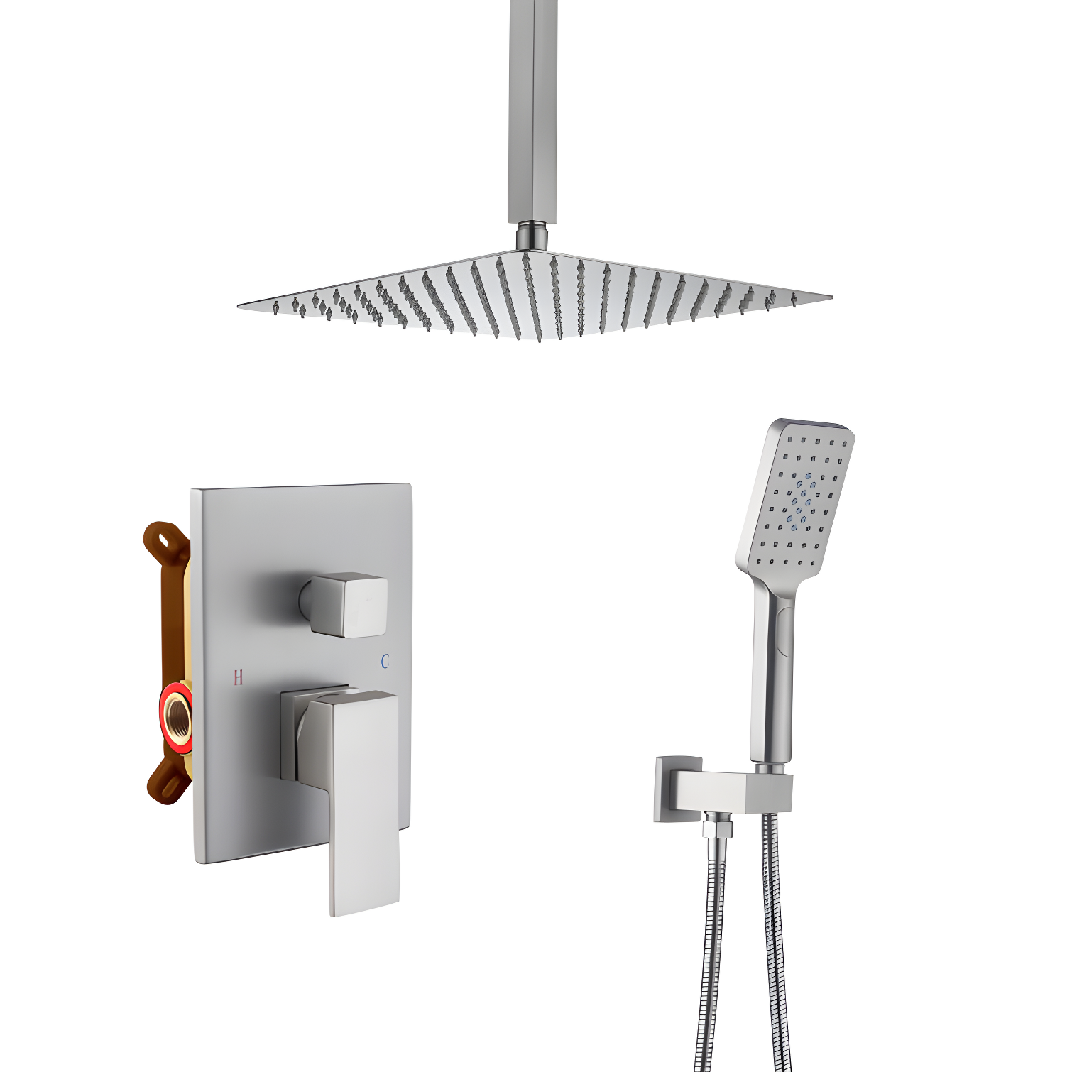 Chrome Dual Function Rainfall and Handheld Shower System