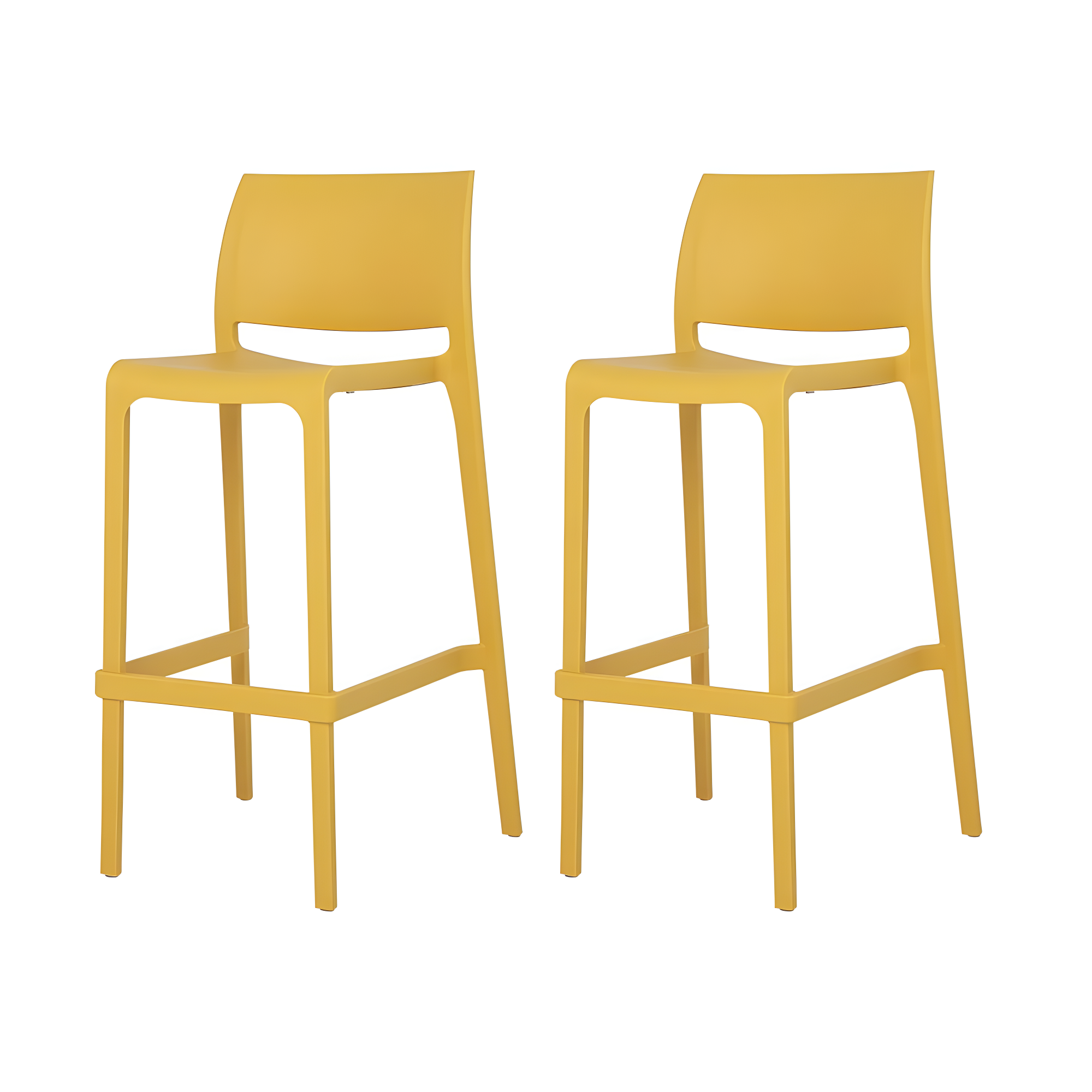 Gold Resin Stackable All-Weather Bar Stools, Set of 2