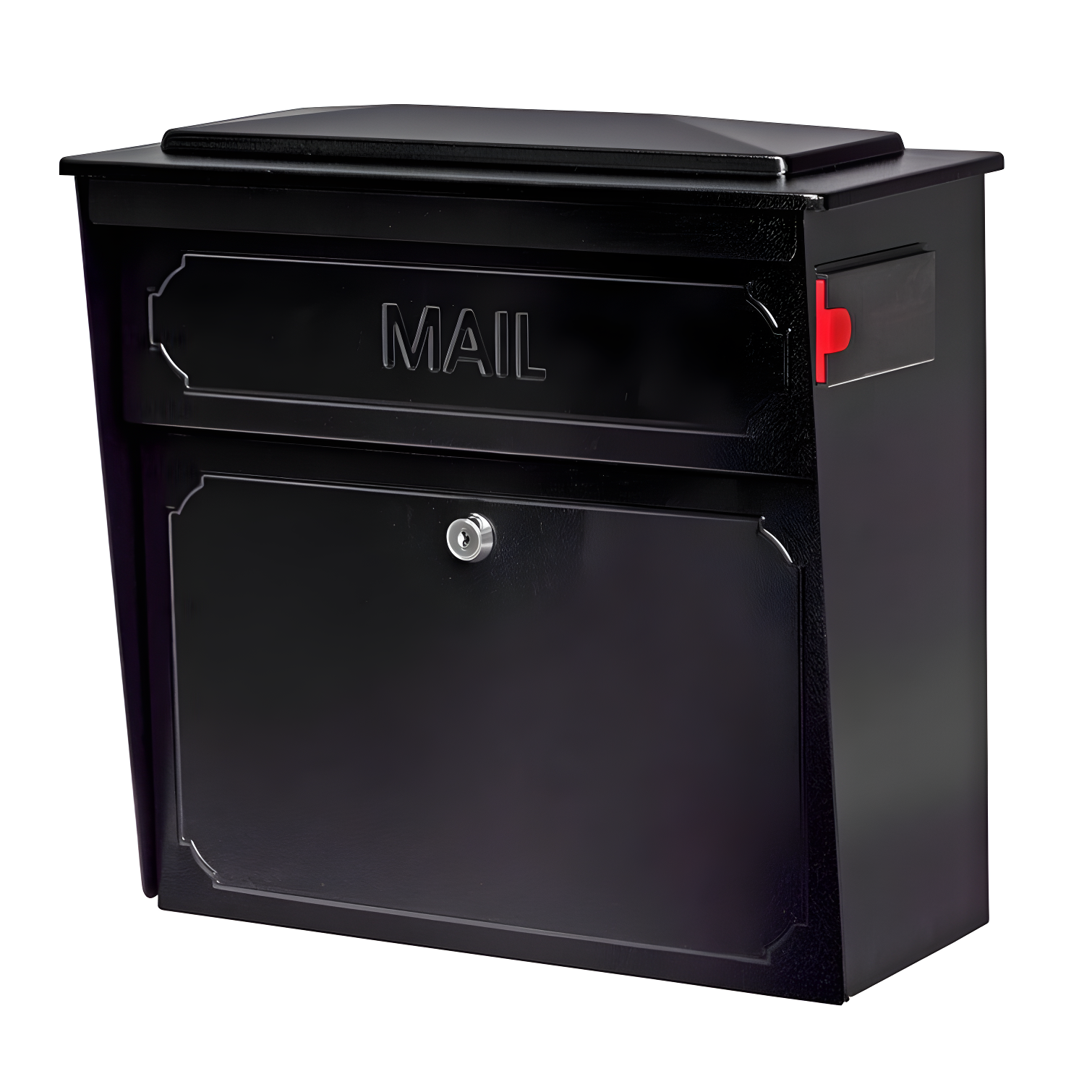 Black Steel Lockable Wall-Mount Mailbox