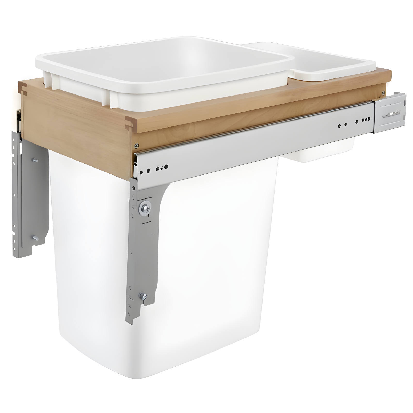 White Plastic Pull-Out Kitchen Waste Container, 22.25"