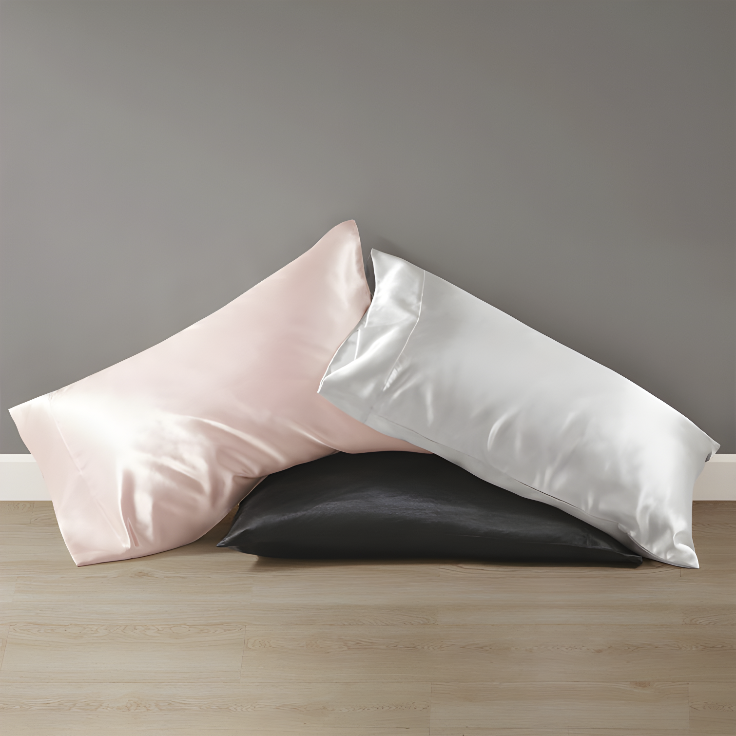 Blush and Silver Satin Standard Pillowcase Set