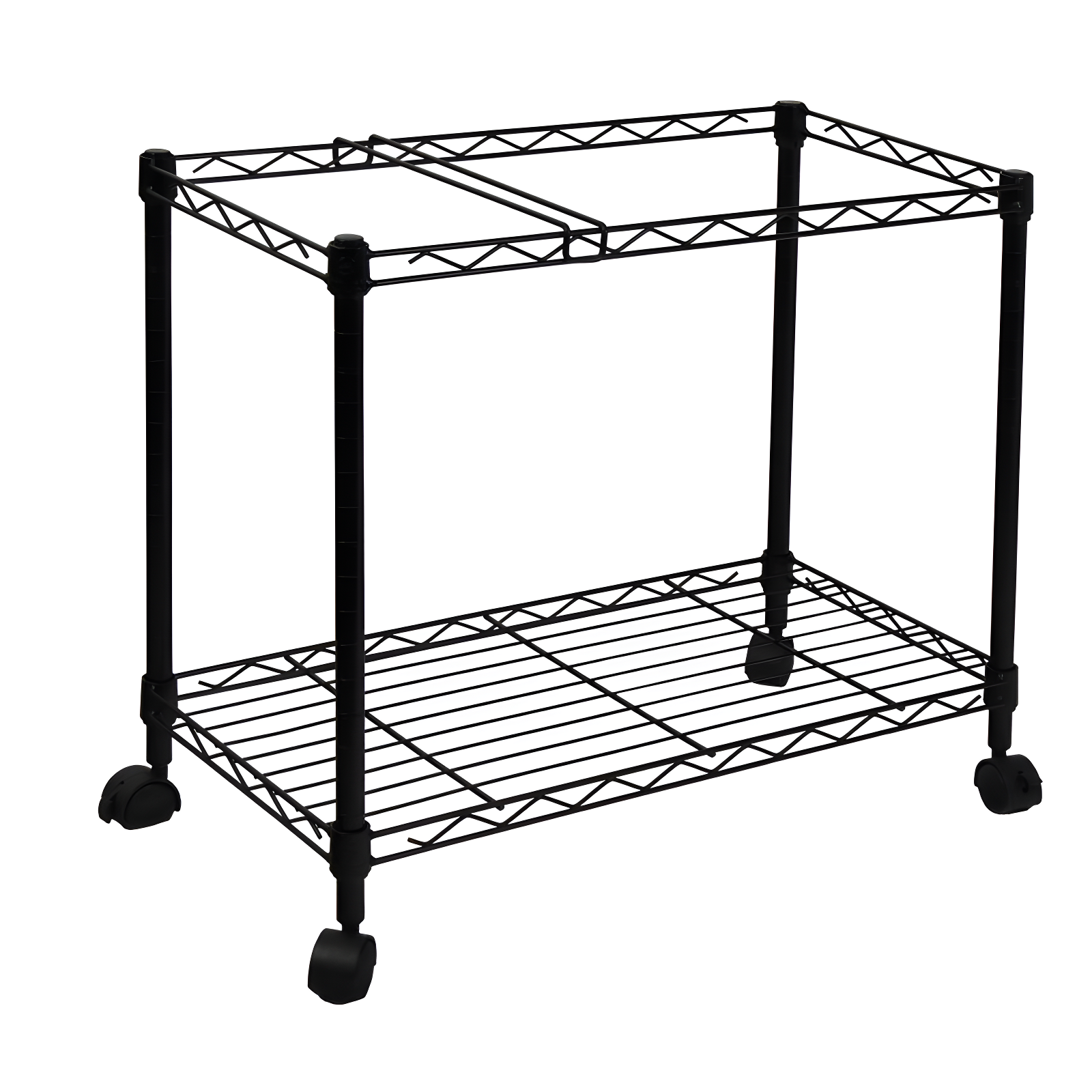 Black Metal 1-Tier Rolling File Cart with Swivel Casters