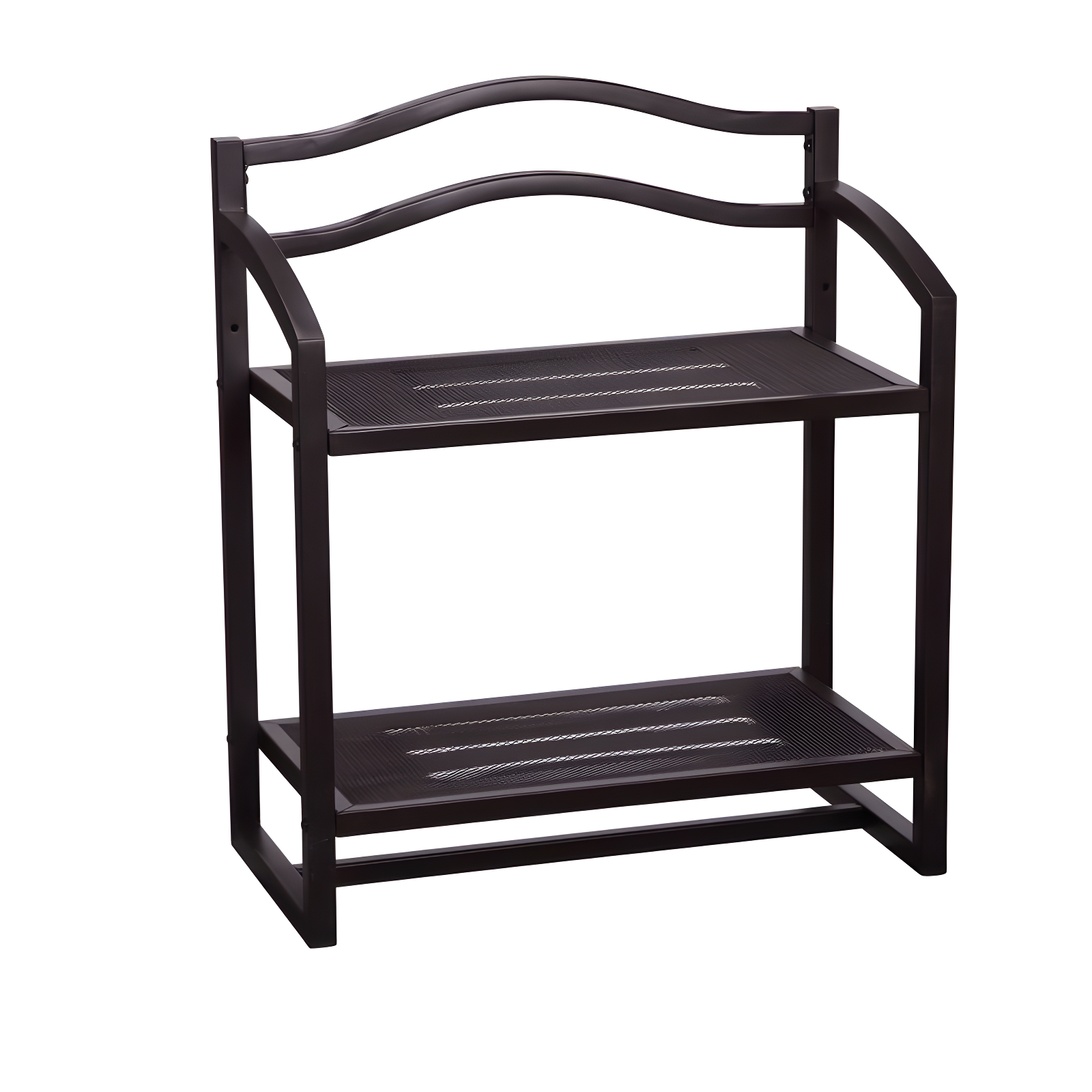 Elegant Espresso Brown Metal & Wood 2-Tier Wall Accent Shelf