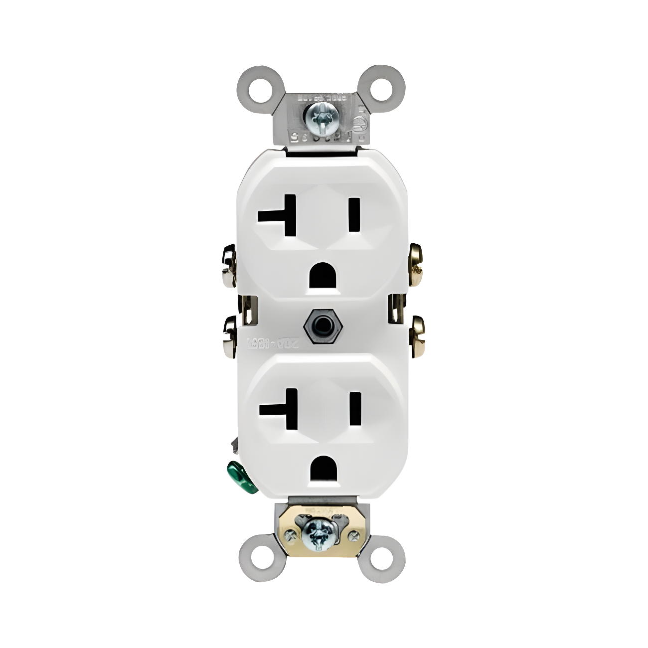 White Thermoplastic Commercial Duplex Power Outlet with Wall Plate