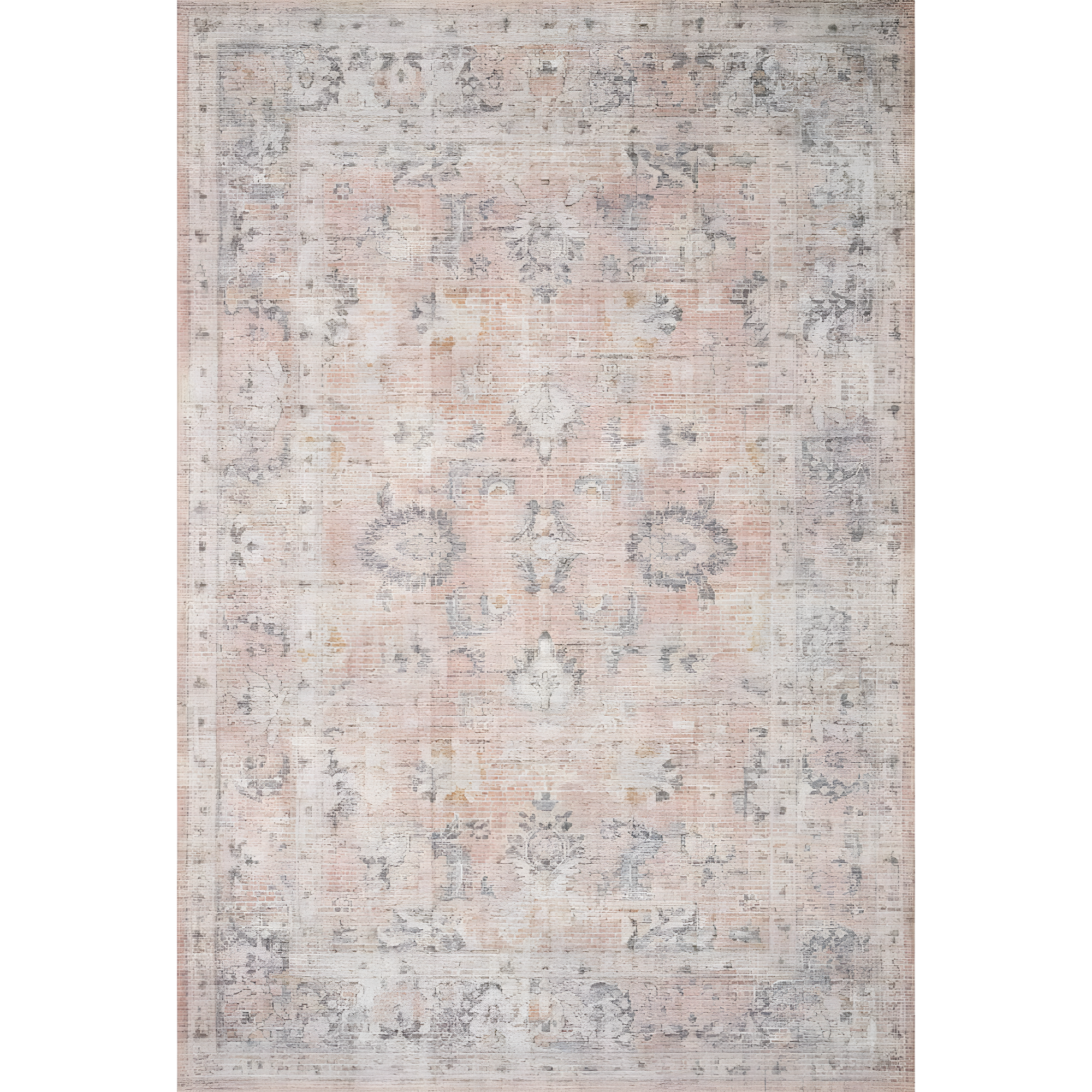 Blush and Grey 6' x 9' Reversible Oriental Synthetic Rug