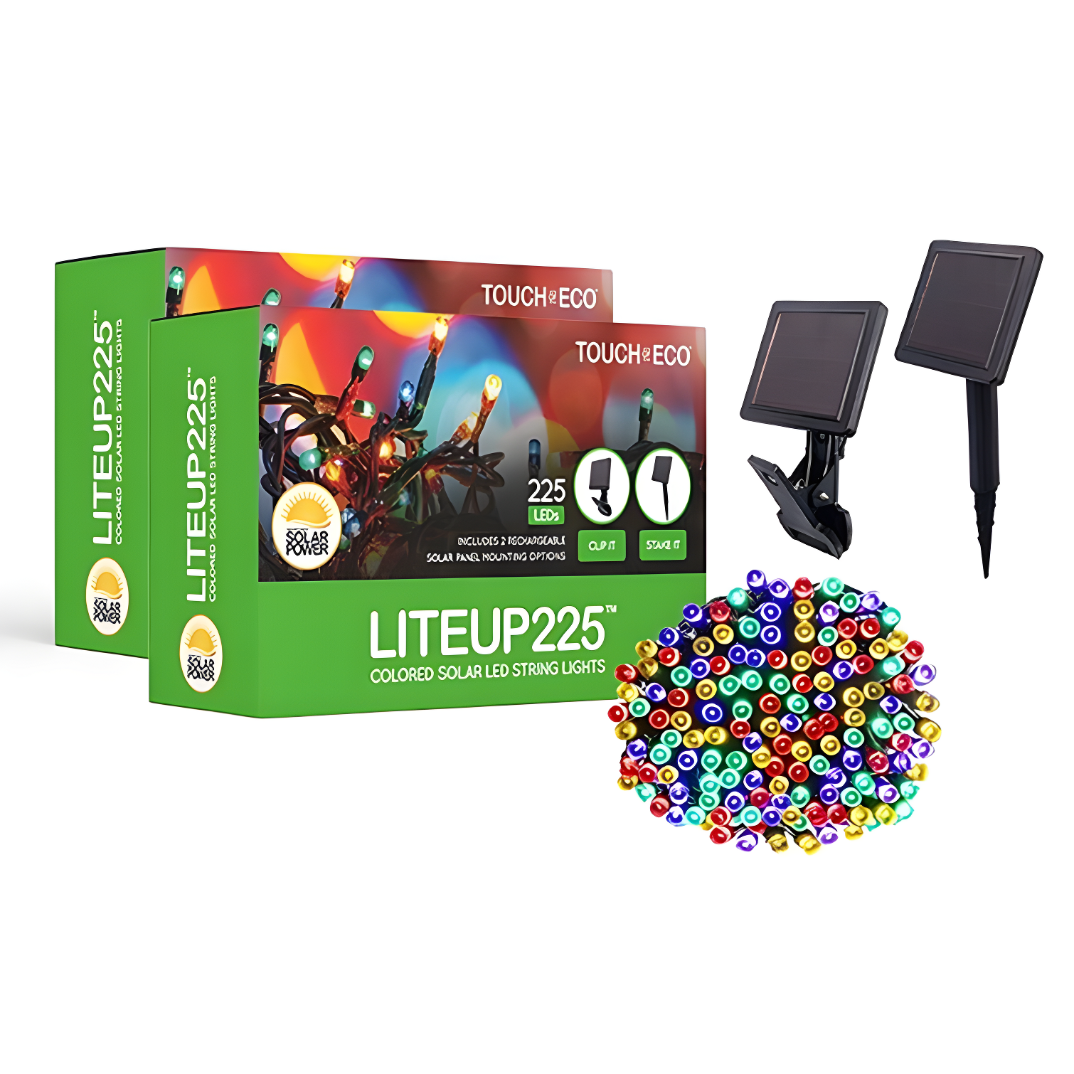 LITEUP225 Multicolor Solar Powered Outdoor LED String Lights