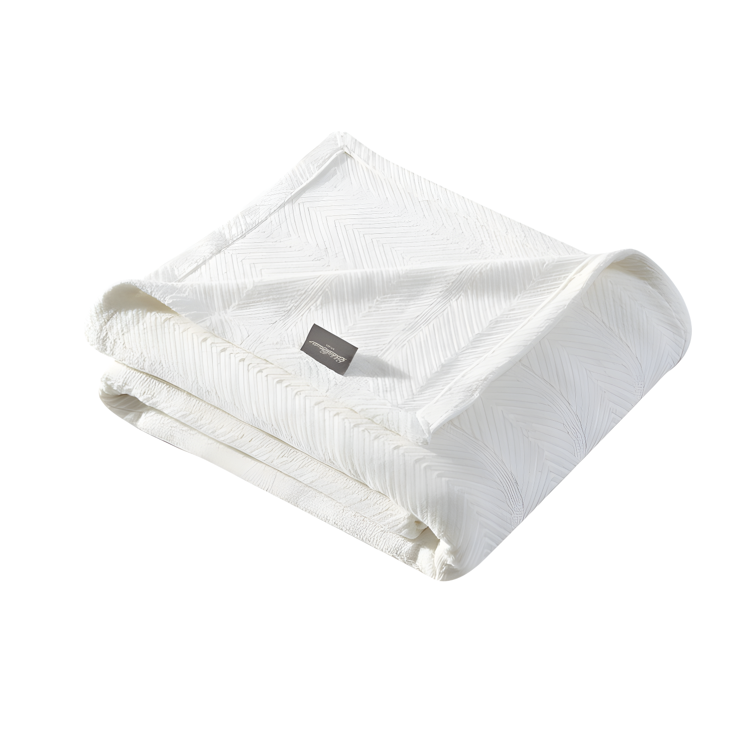 Luxurious King-Size Herringbone Knitted Cotton Blanket in White