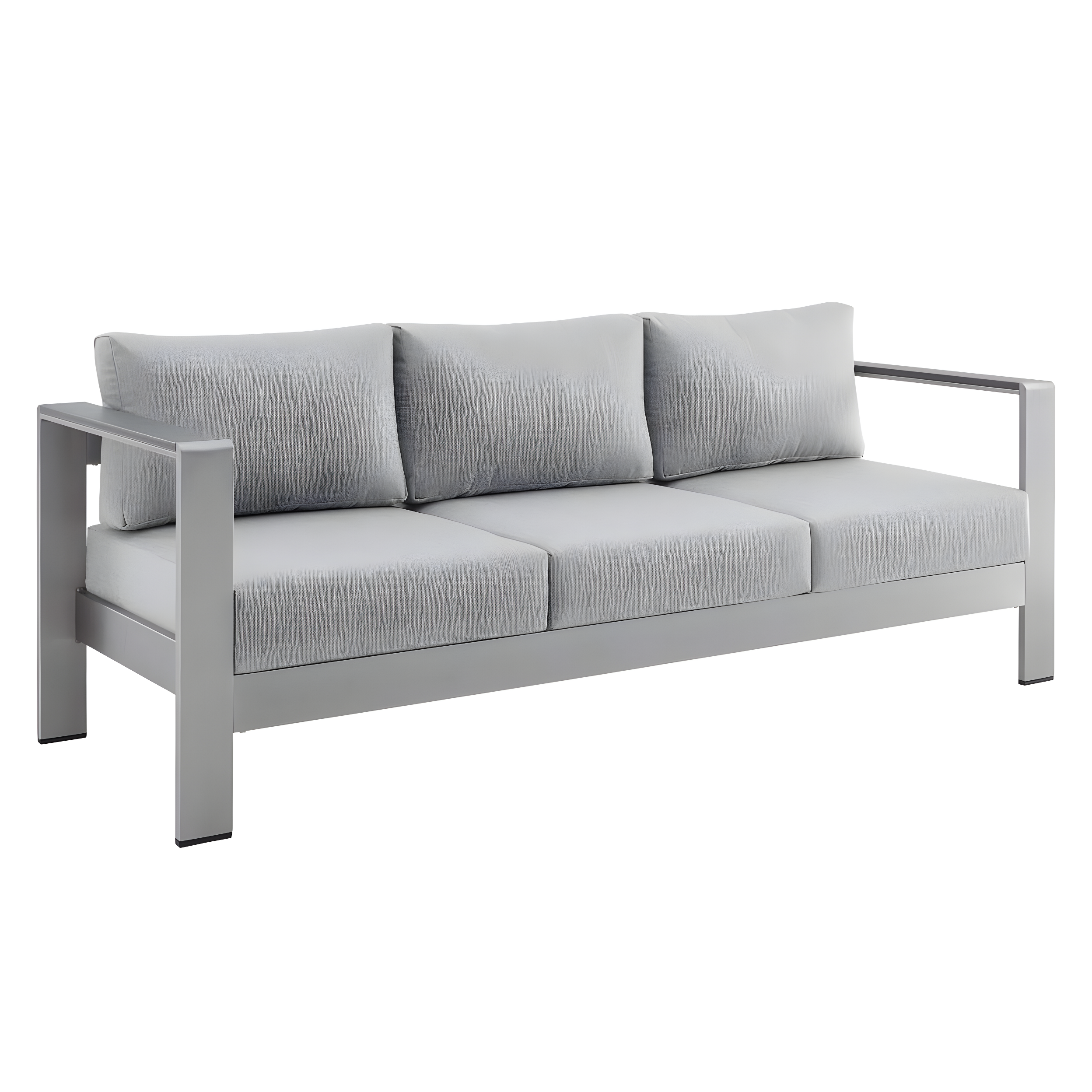 Shore Silver and Gray Aluminum Outdoor Sofa with Cushions