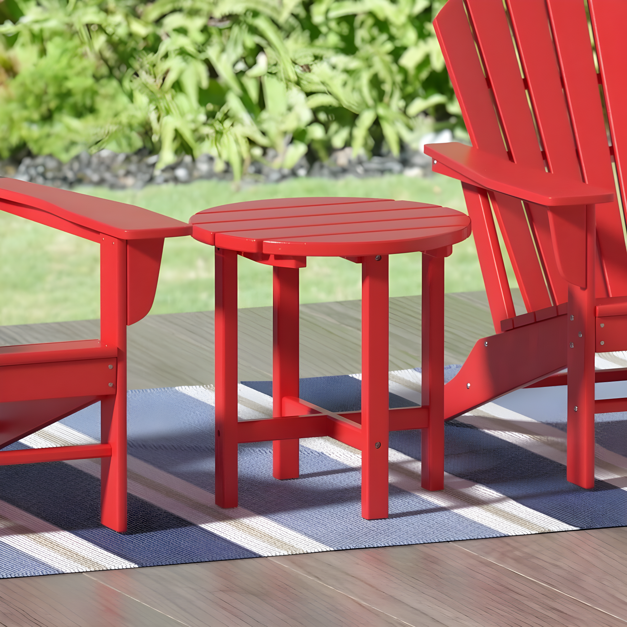 Altura Eco-Friendly All-Weather 18" Round Side Table - Red