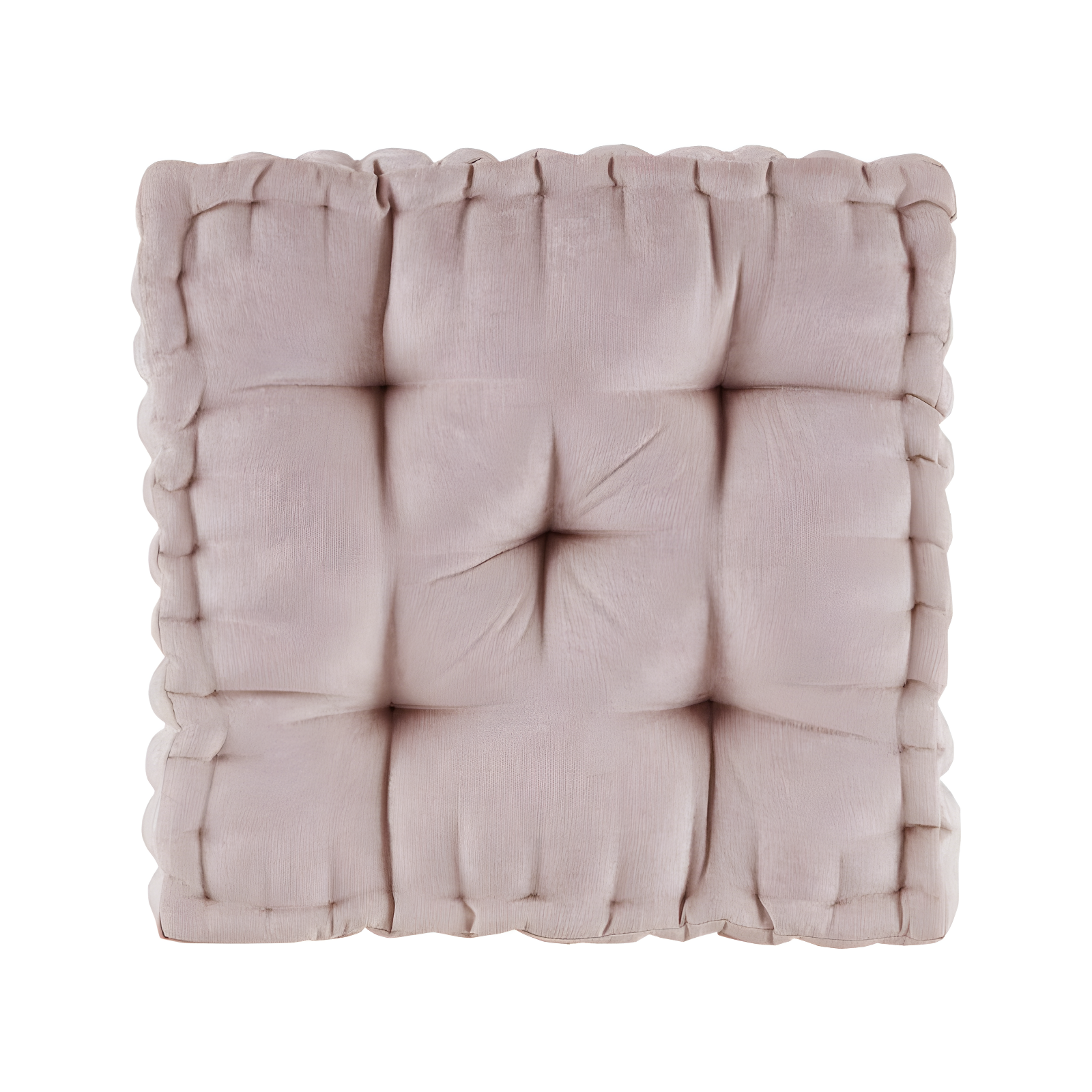 Blush Chenille 20" Square Floor Pillow with Tufted Detailing