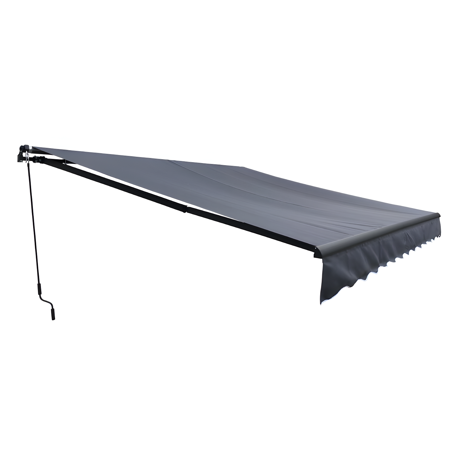 Gray Motorized Retractable Patio Awning with Black Frame