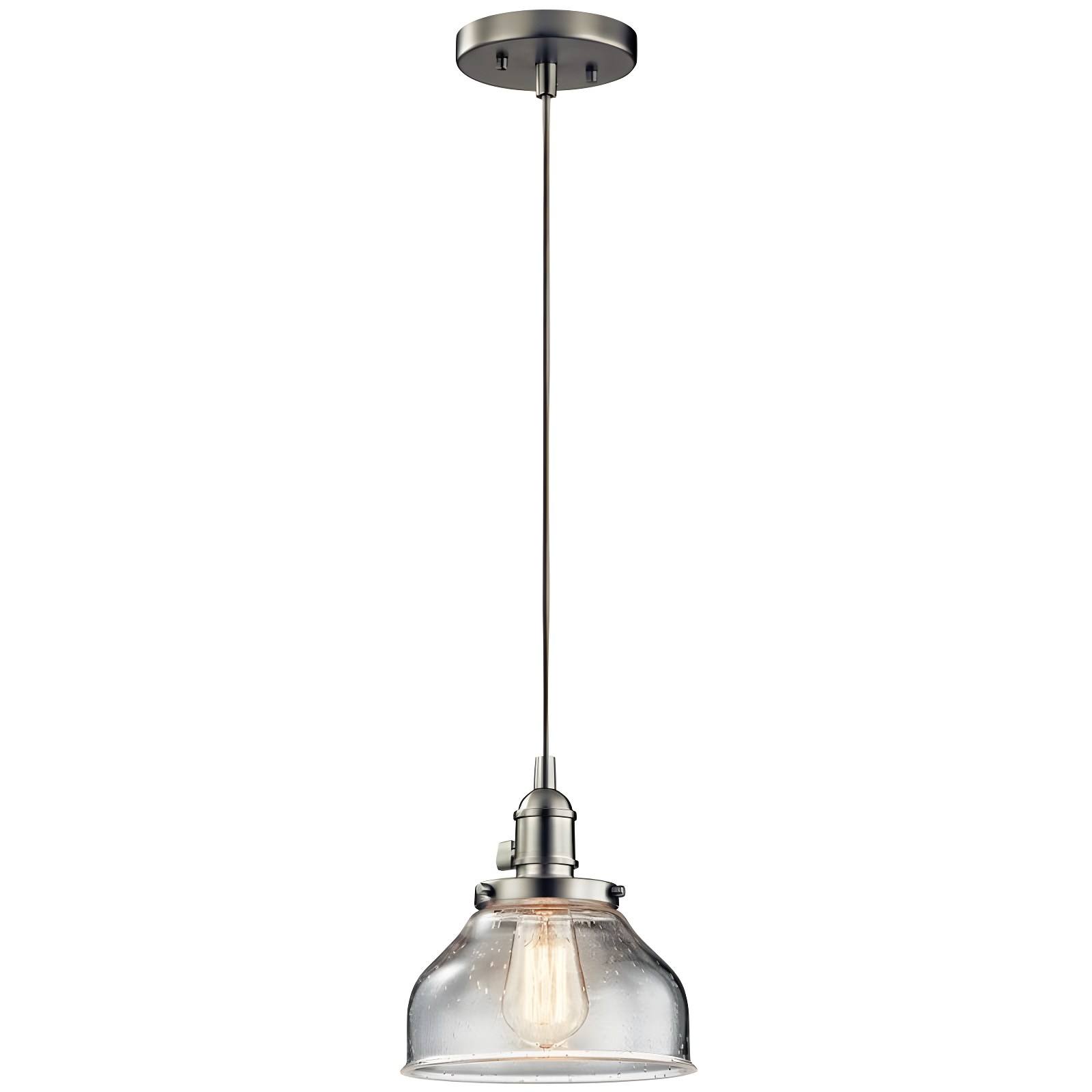 Avery 8.5" Brushed Nickel Mini Pendant with Clear Glass