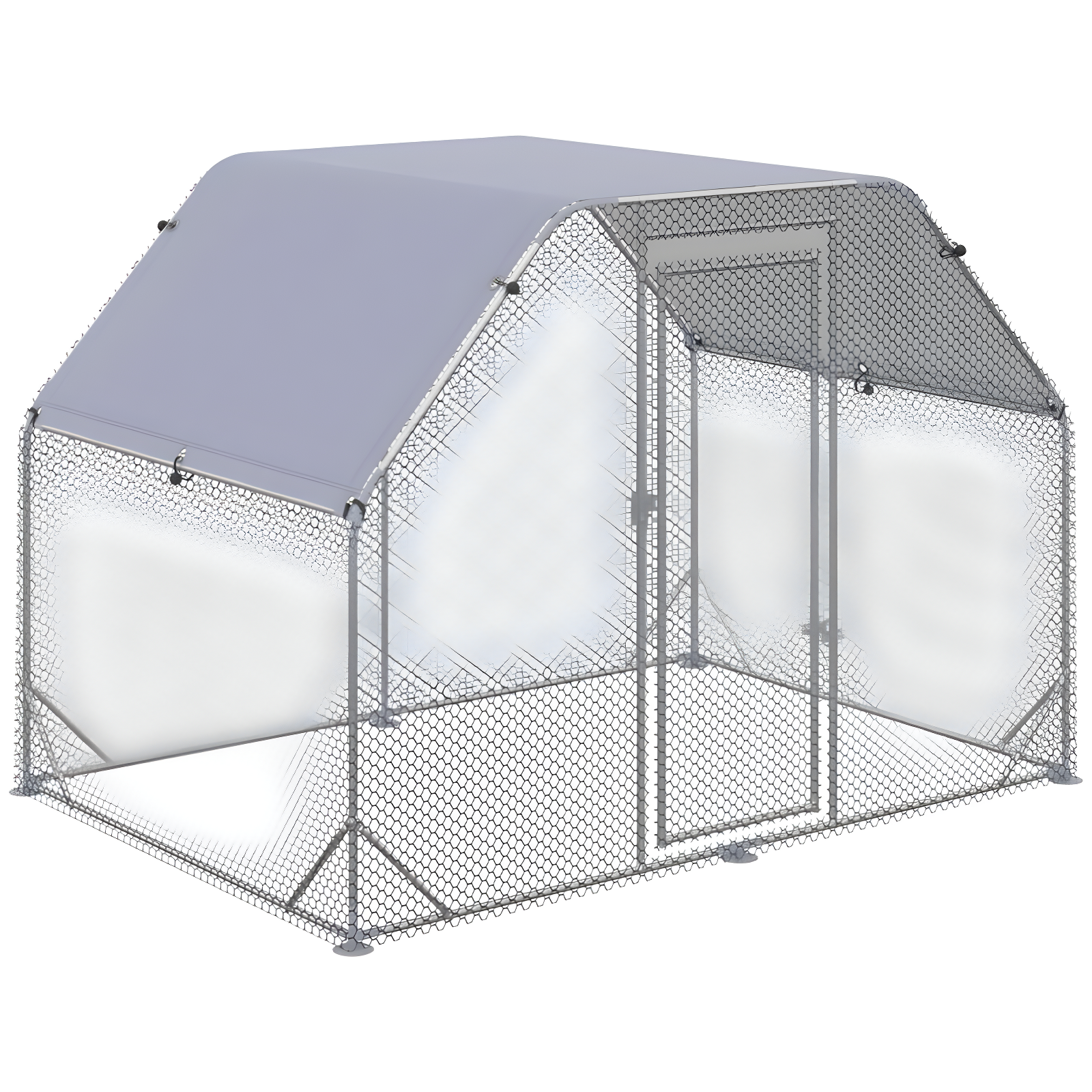 PawHut Silver Metal Walk-In Chicken Coop with Cover