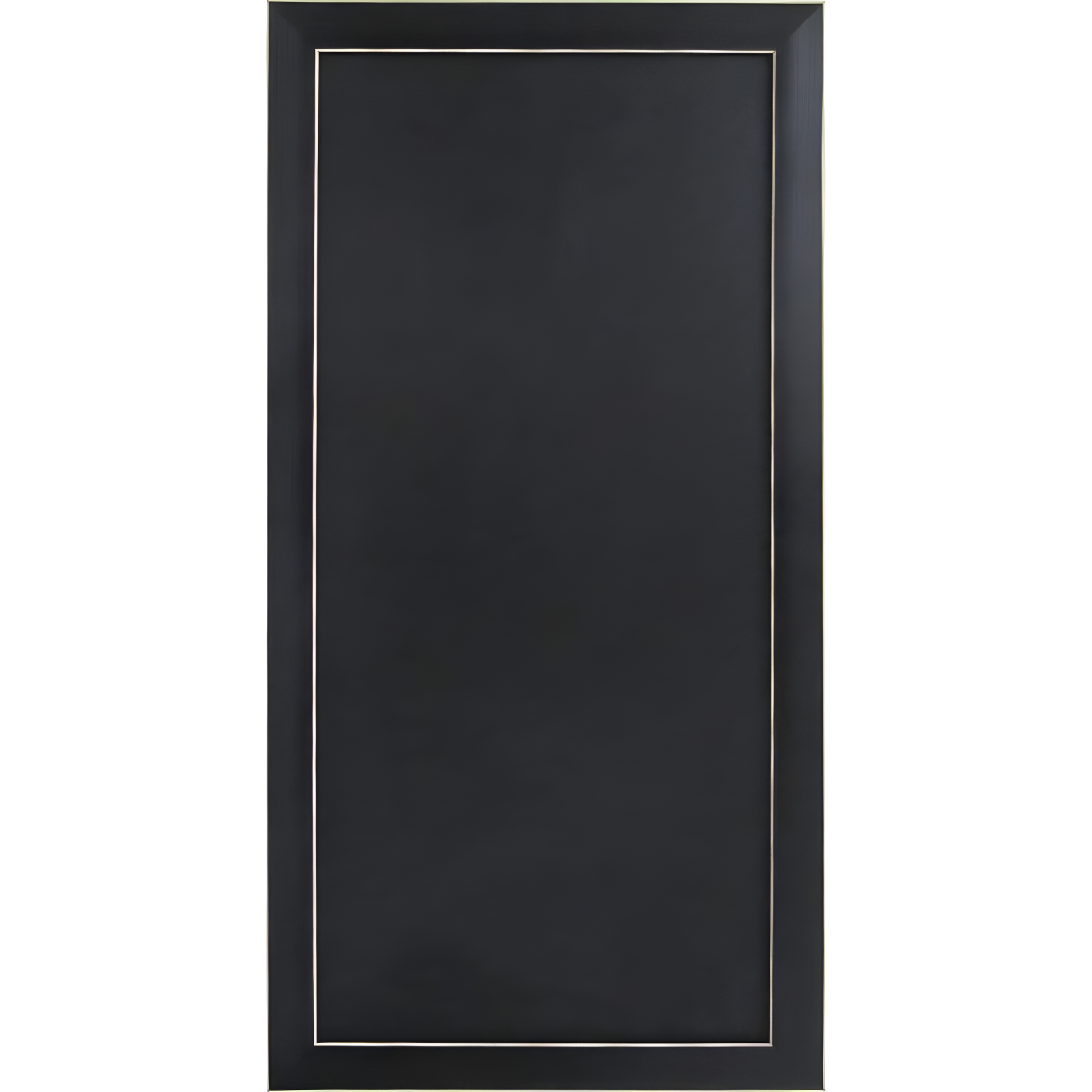 Black Framed Magnetic Chalkboard with Thin White Accent, 13 x 26