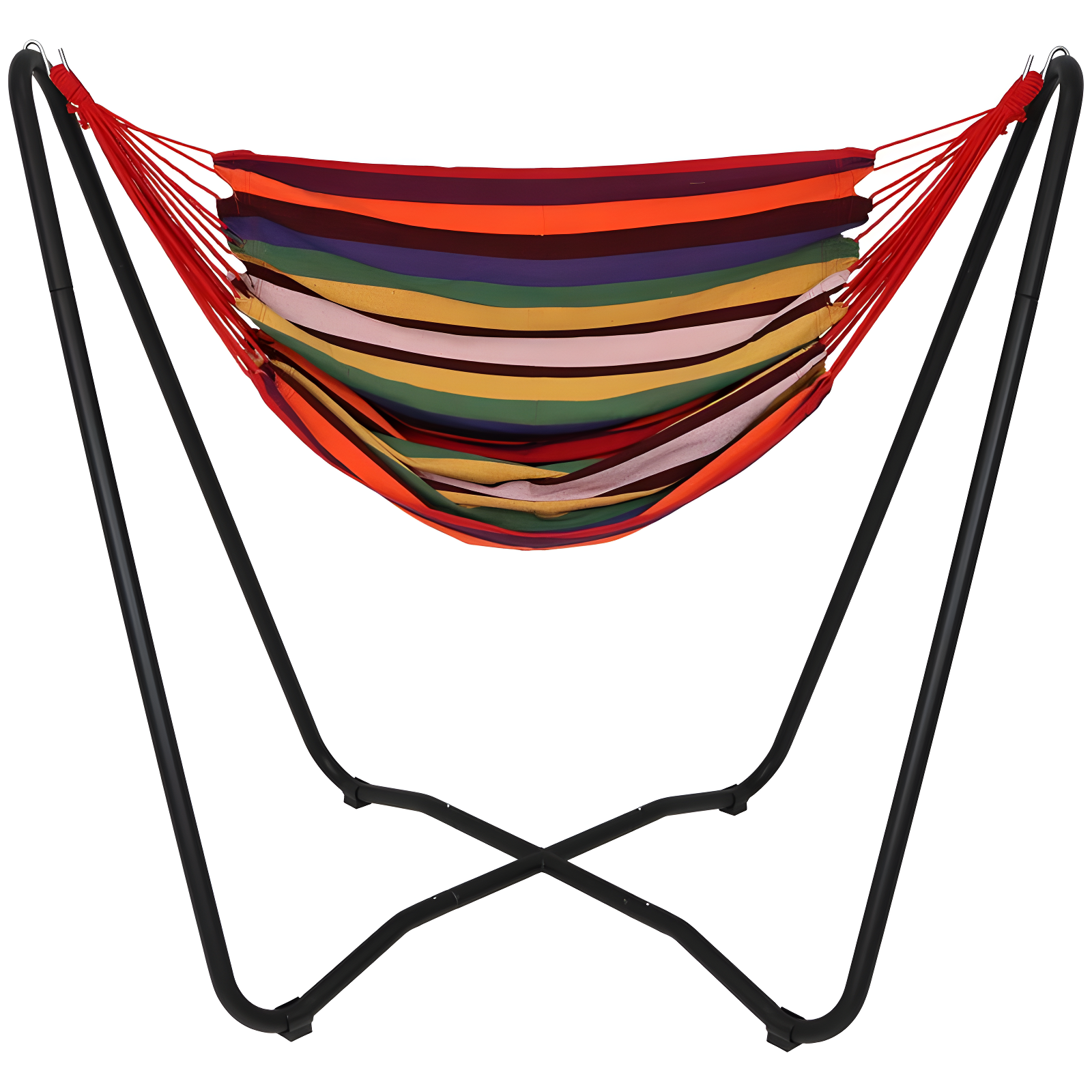 Sunset Multicolor Cotton Hanging Hammock Chair with Stand