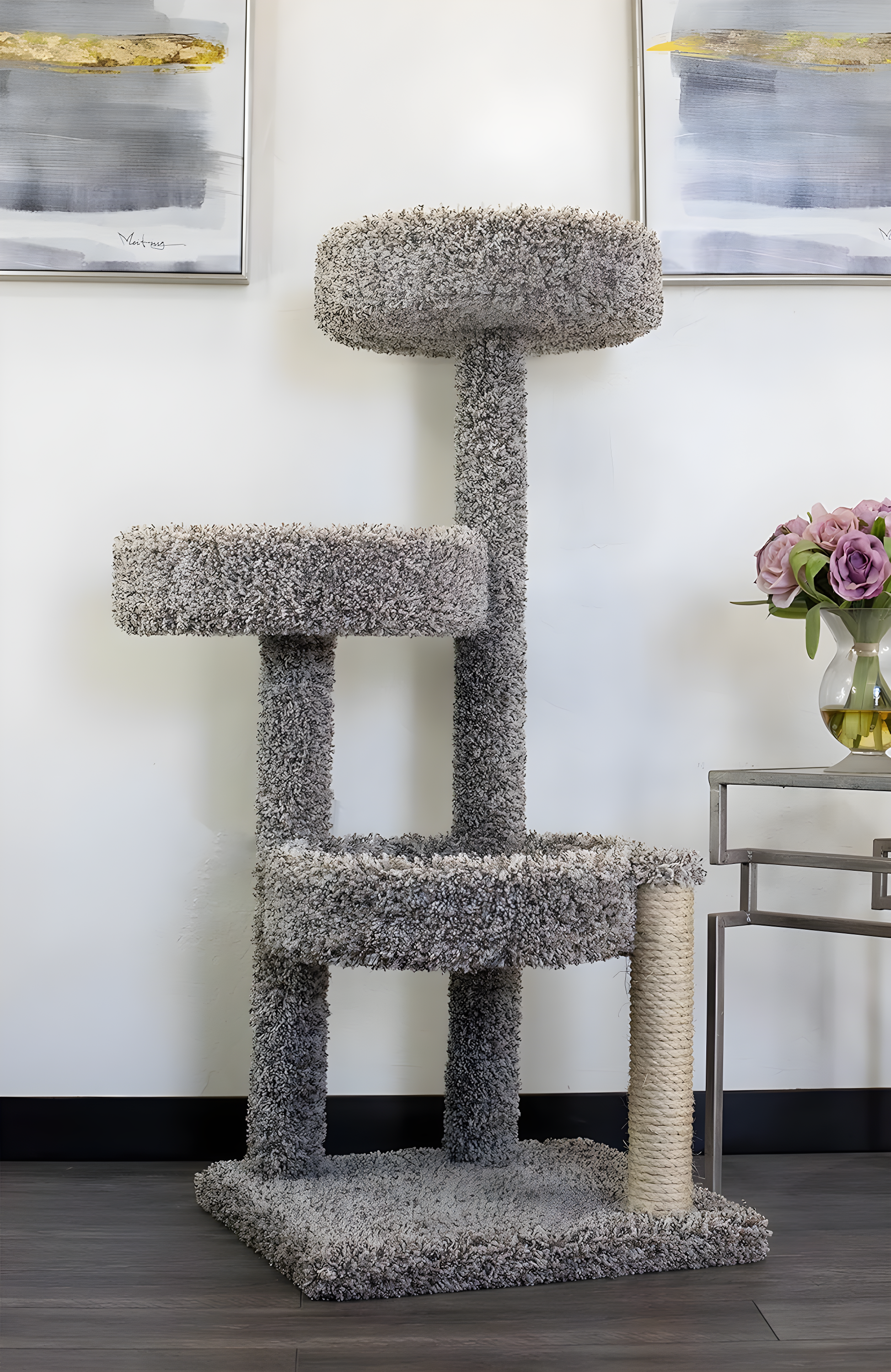 Gray Multi-Level Cat Tree with Sisal Scratching Posts