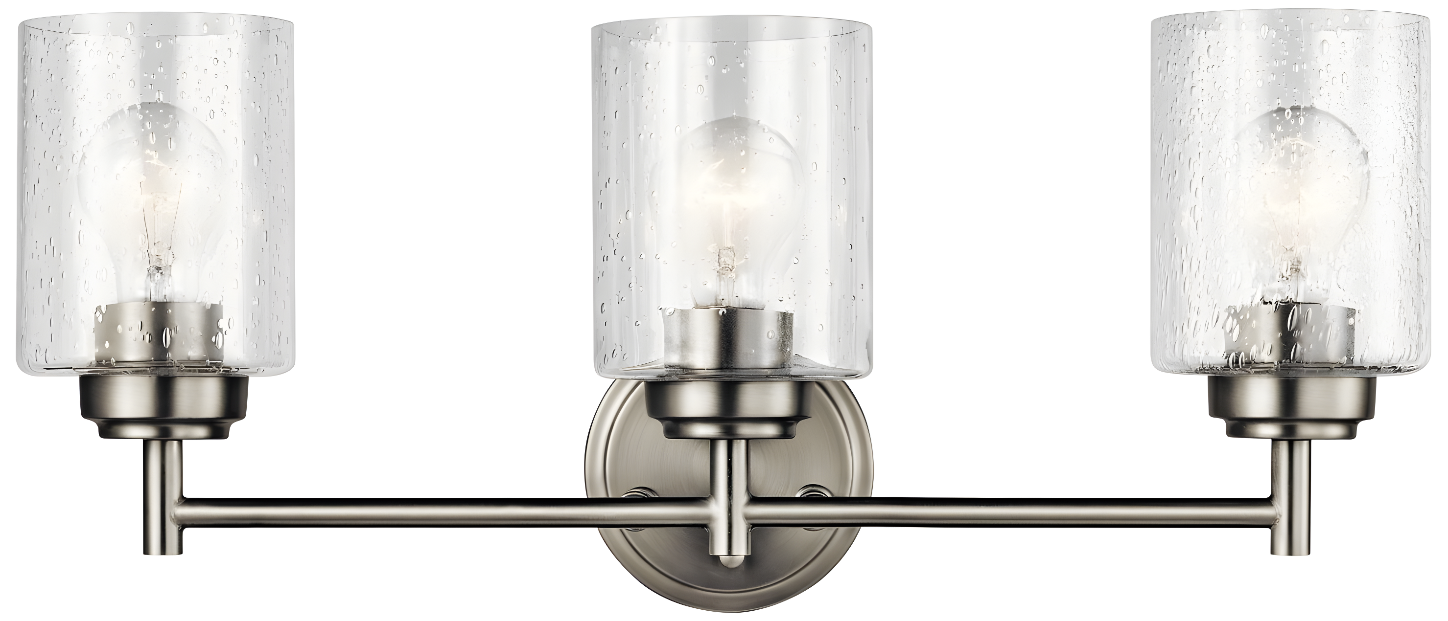 Brushed Nickel 21.5" Vanity Light with Clear Seeded Glass Shades