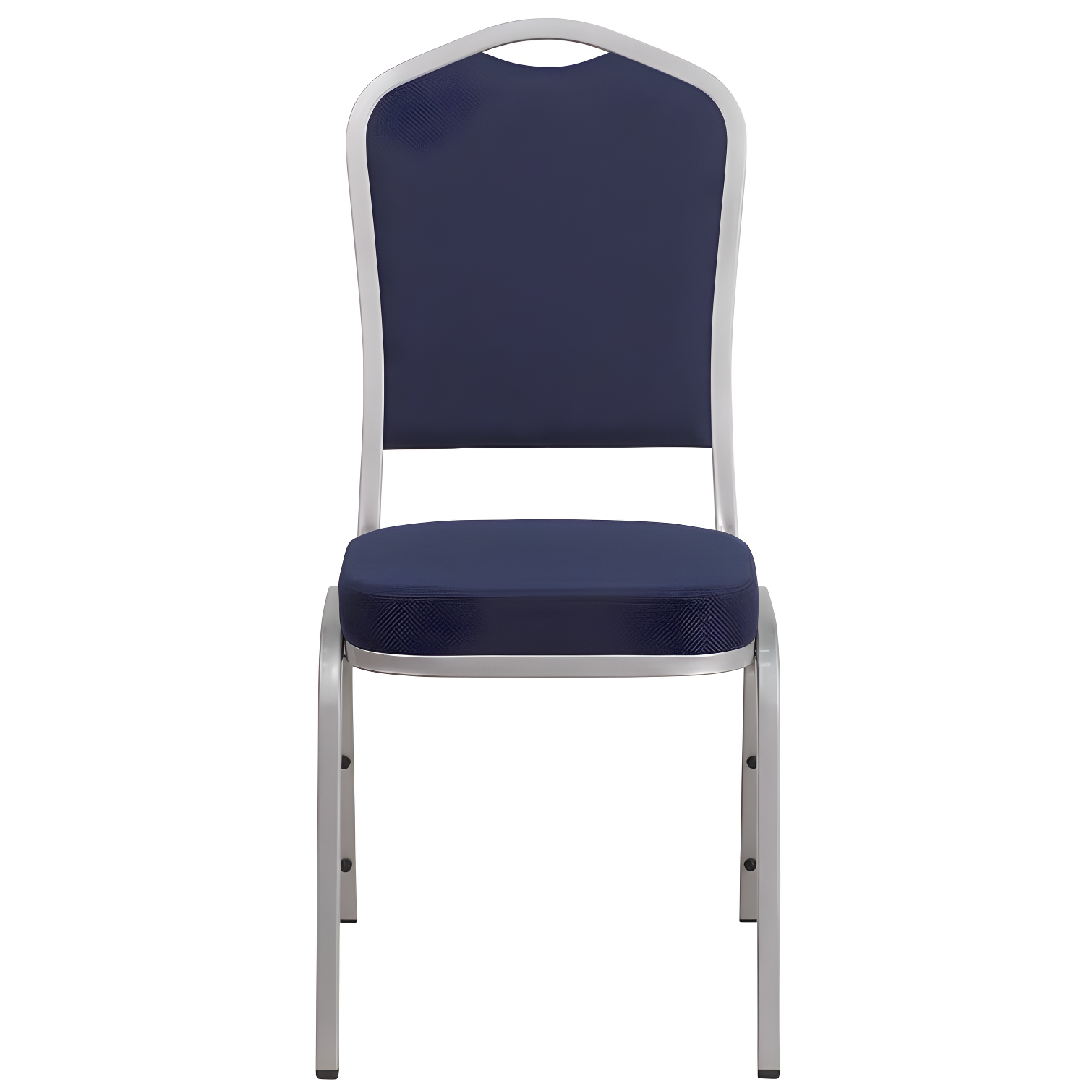 Navy Fabric Cushioned Banquet Chair with Silver Steel Frame