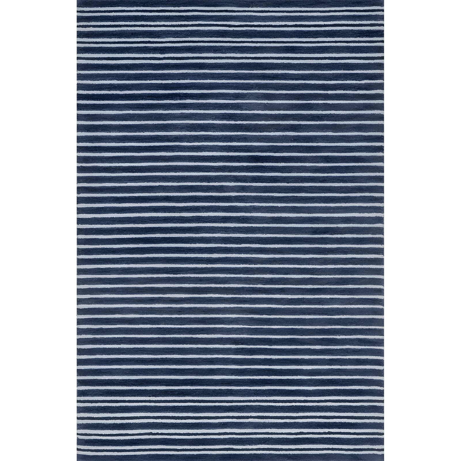 Pacific Blue Striped Wool 4' x 6' Handmade Tufted Rug