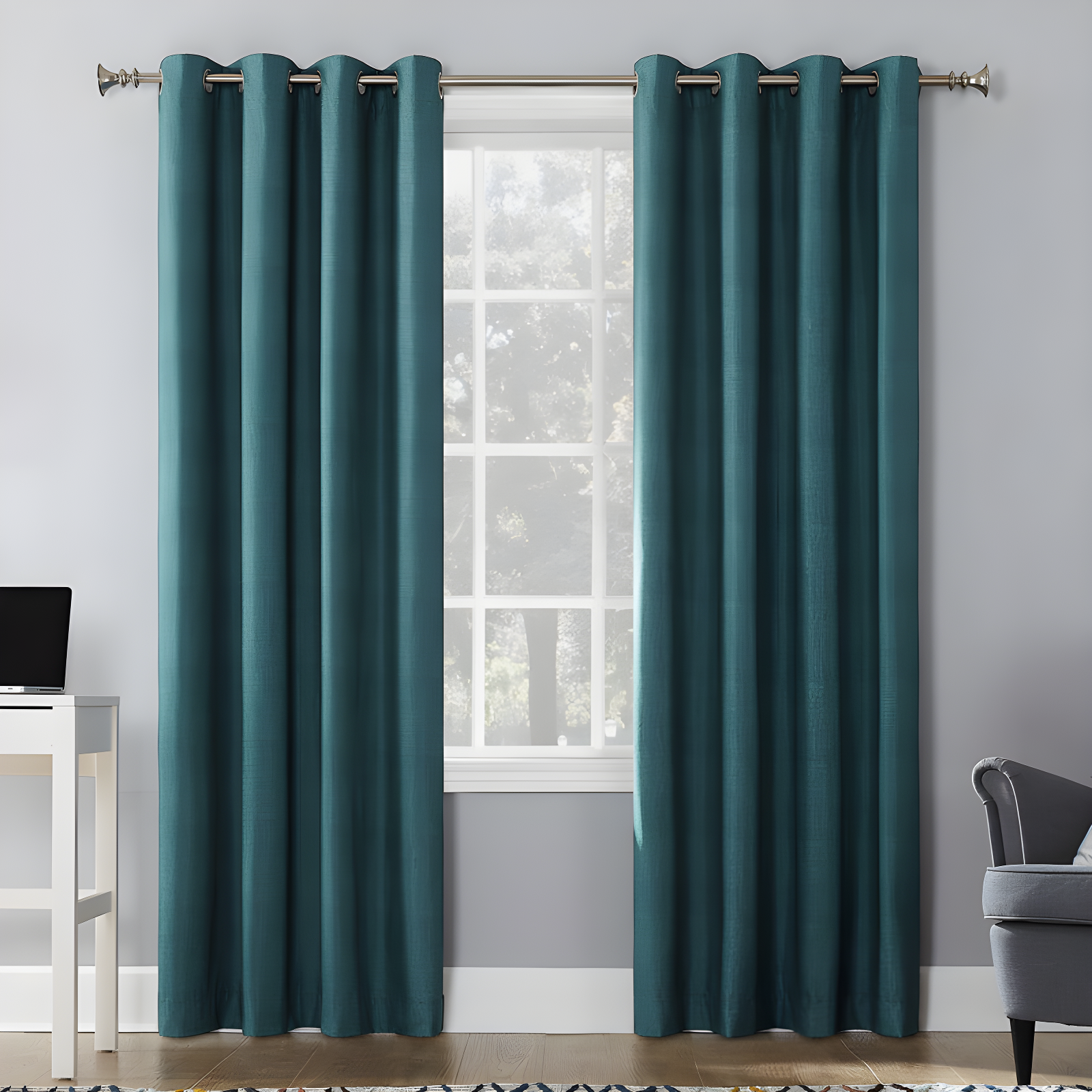 Teal Blackout Thermal Insulated Grommet Curtain Panel