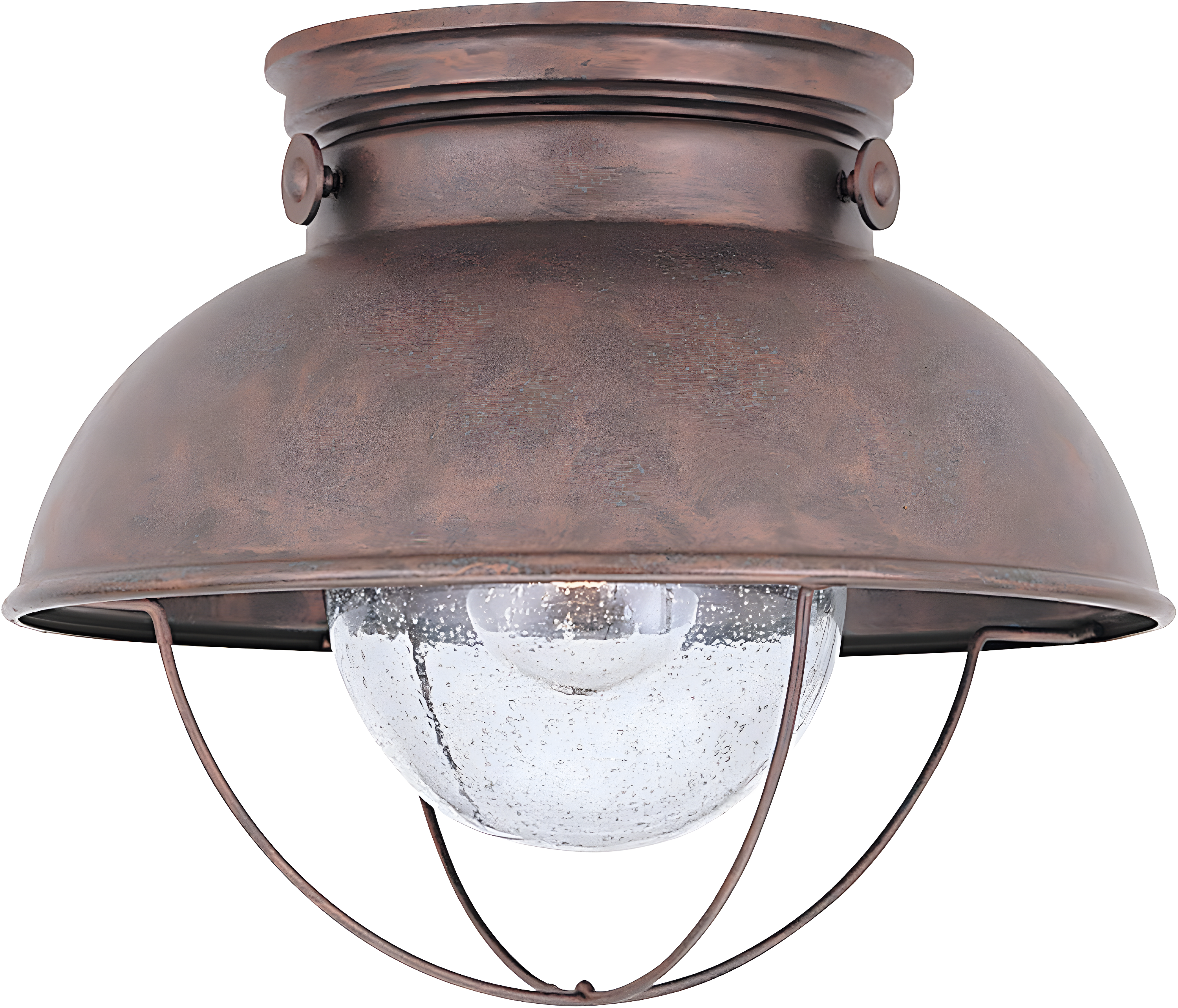 Weathered Copper Seeded Glass 11'' Outdoor Ceiling Light