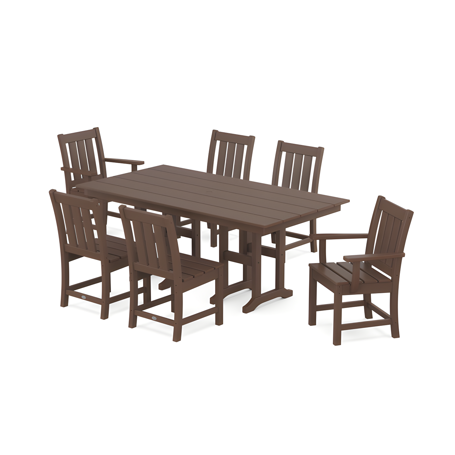 Mahogany 7-Piece Farmhouse Dining Set with Arm and Side Chairs