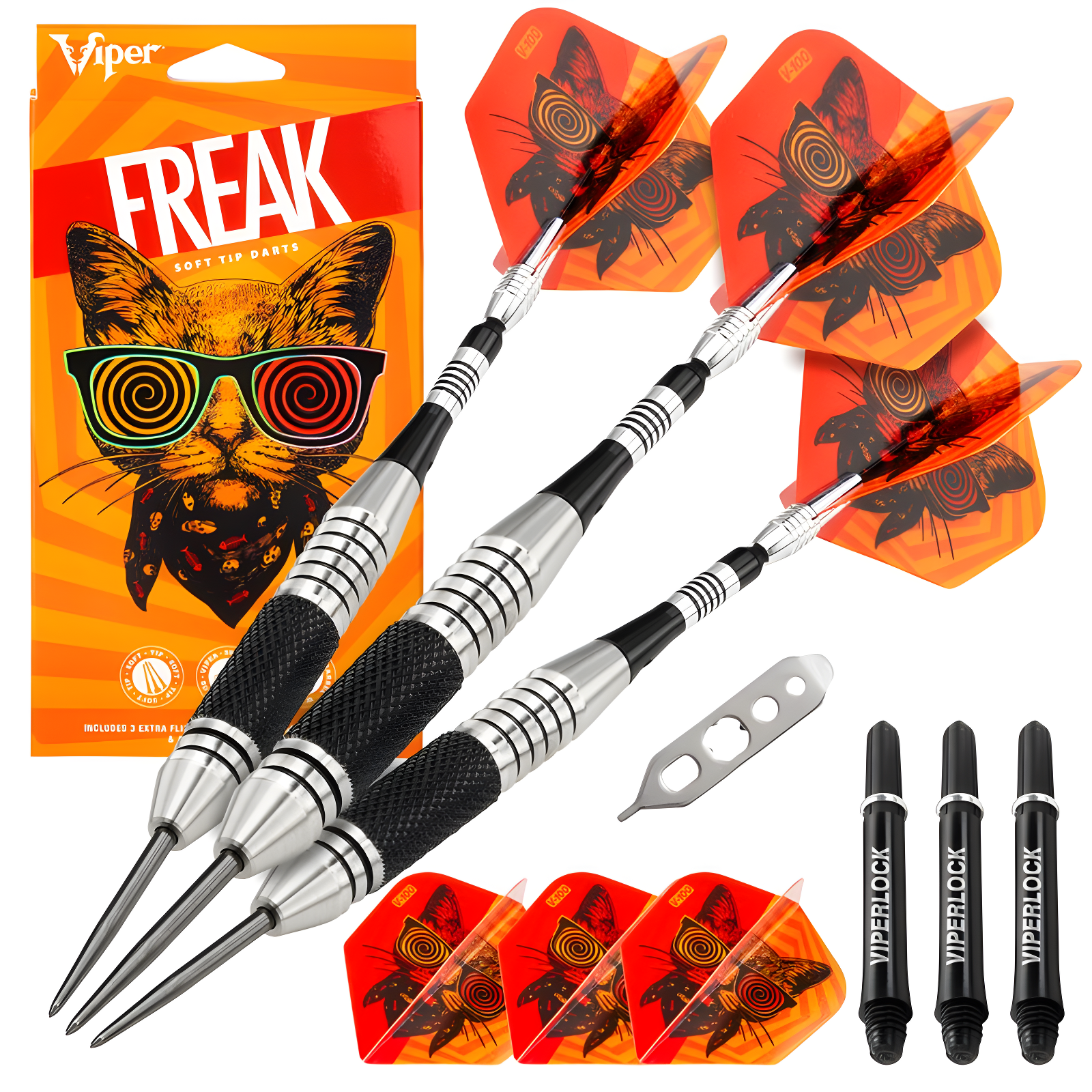 Viper The Freak 22g Steel Tip Darts with Nickel Silver Barrels