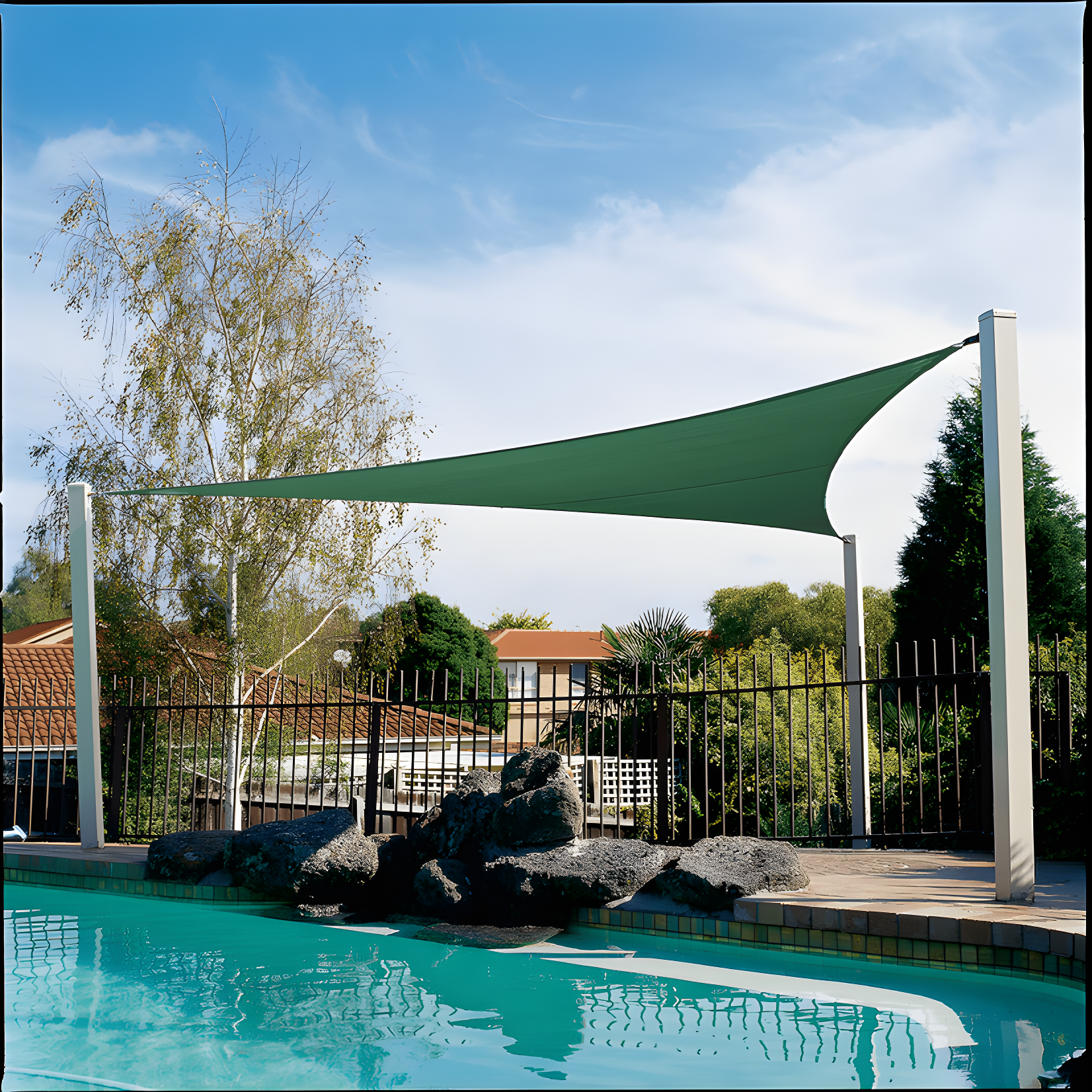 Heritage Green Triangle Outdoor Sun Shade Sail, 12' x 9'