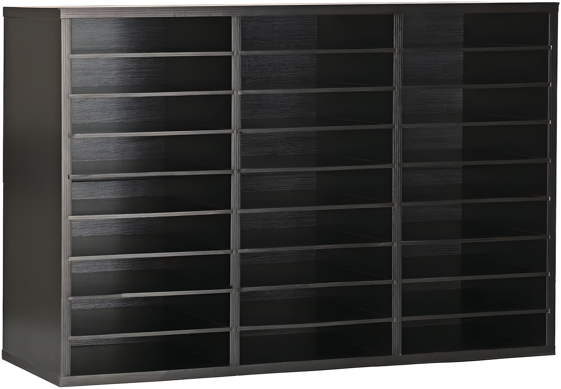 Black Wooden 27-Slot Adjustable Literature Organizer