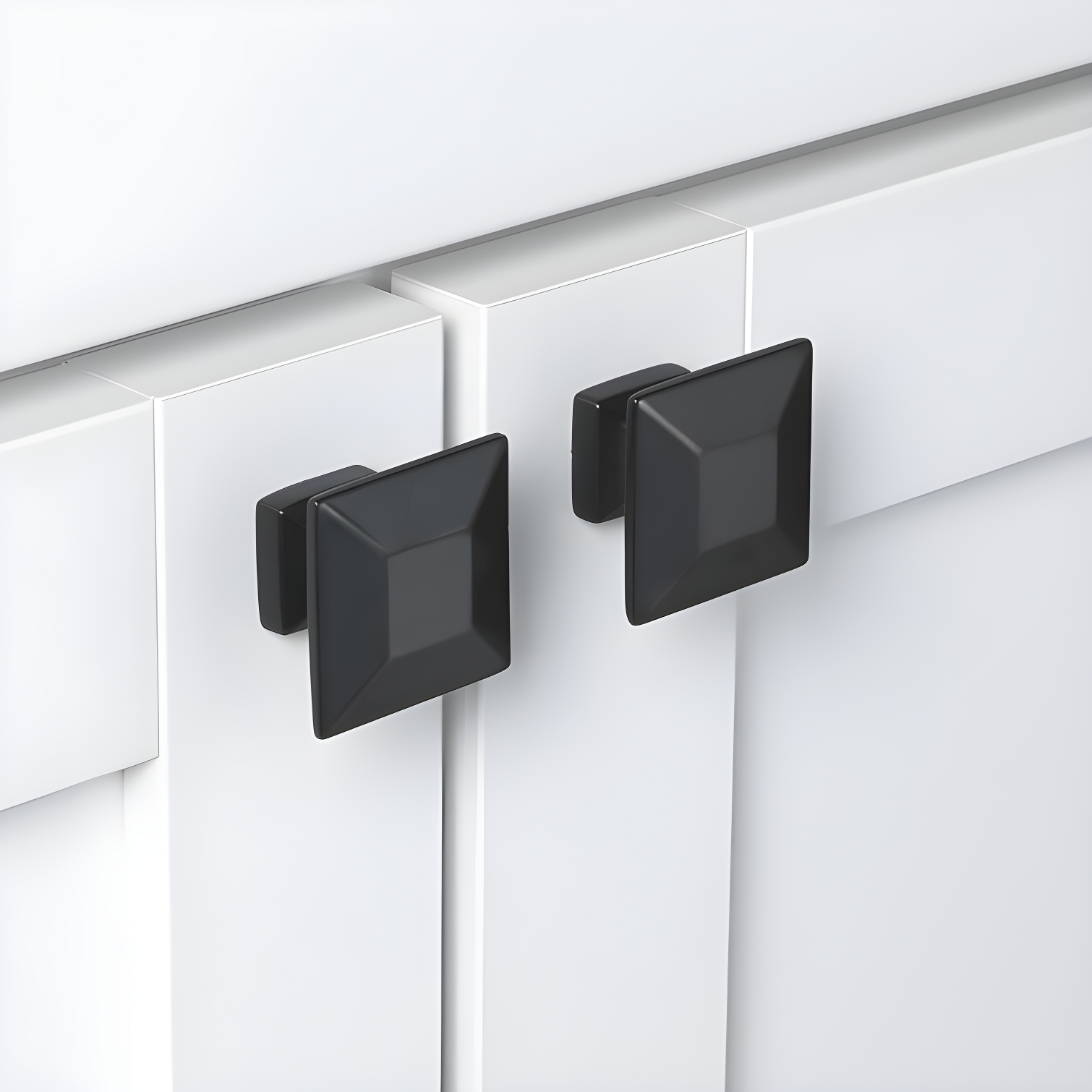 Matte Black Square Zinc Cabinet Knob Set