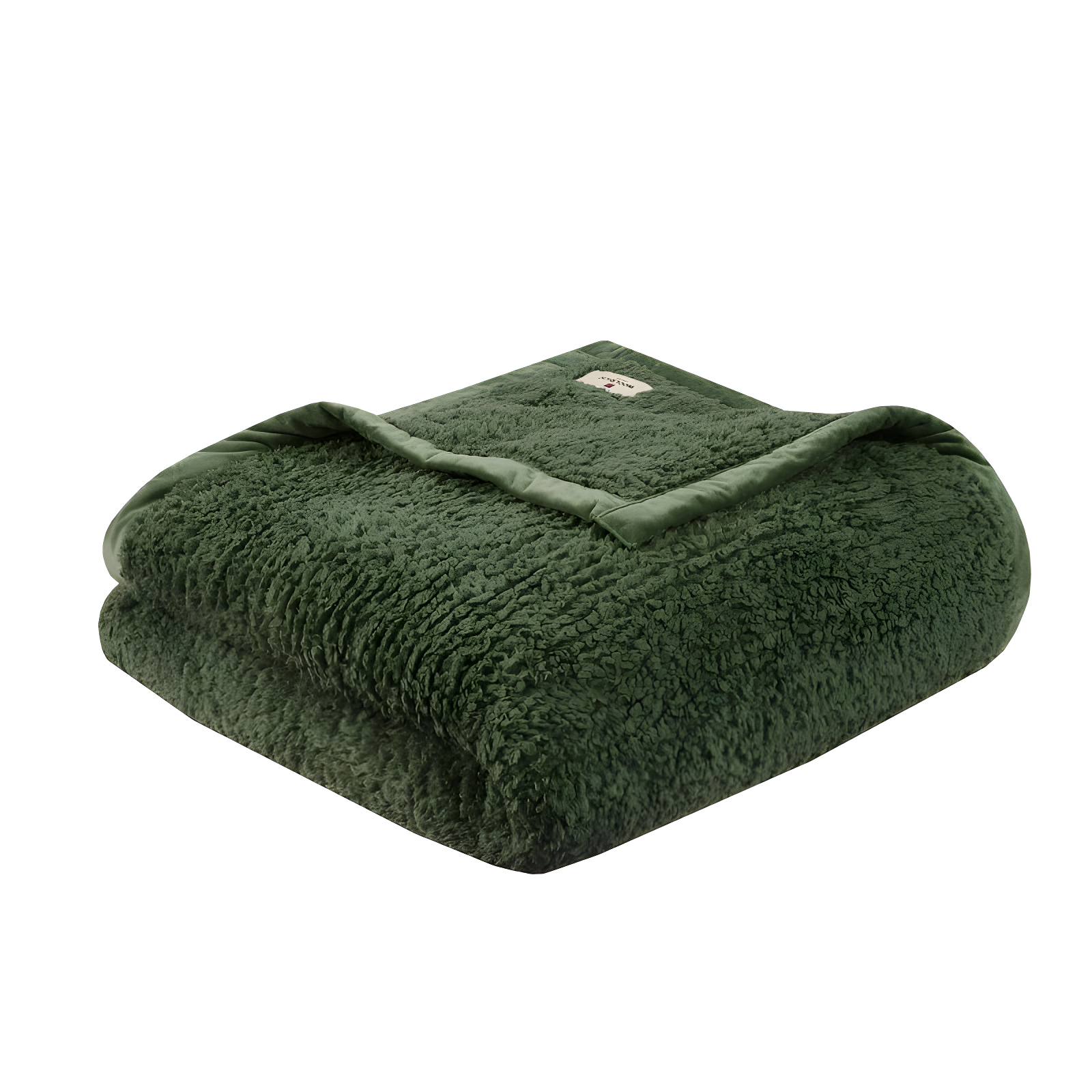 Green Twin Fleece Berber Blanket with Velvet Binding