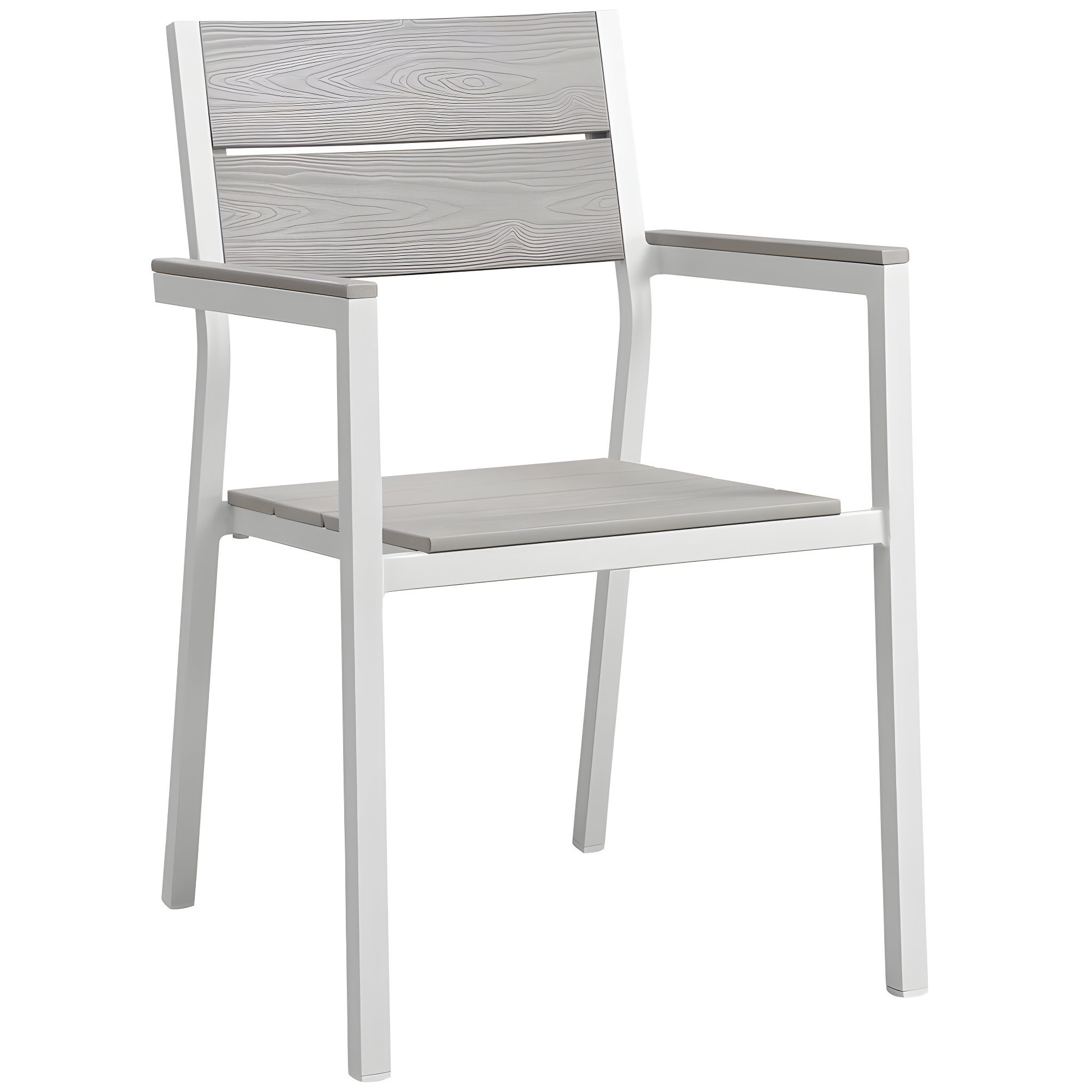 Maine White & Light Gray Aluminum Outdoor Patio Dining Chair