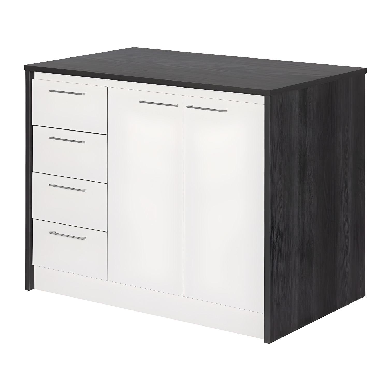 Gray Oak and White Melamine Kitchen Island with Storage