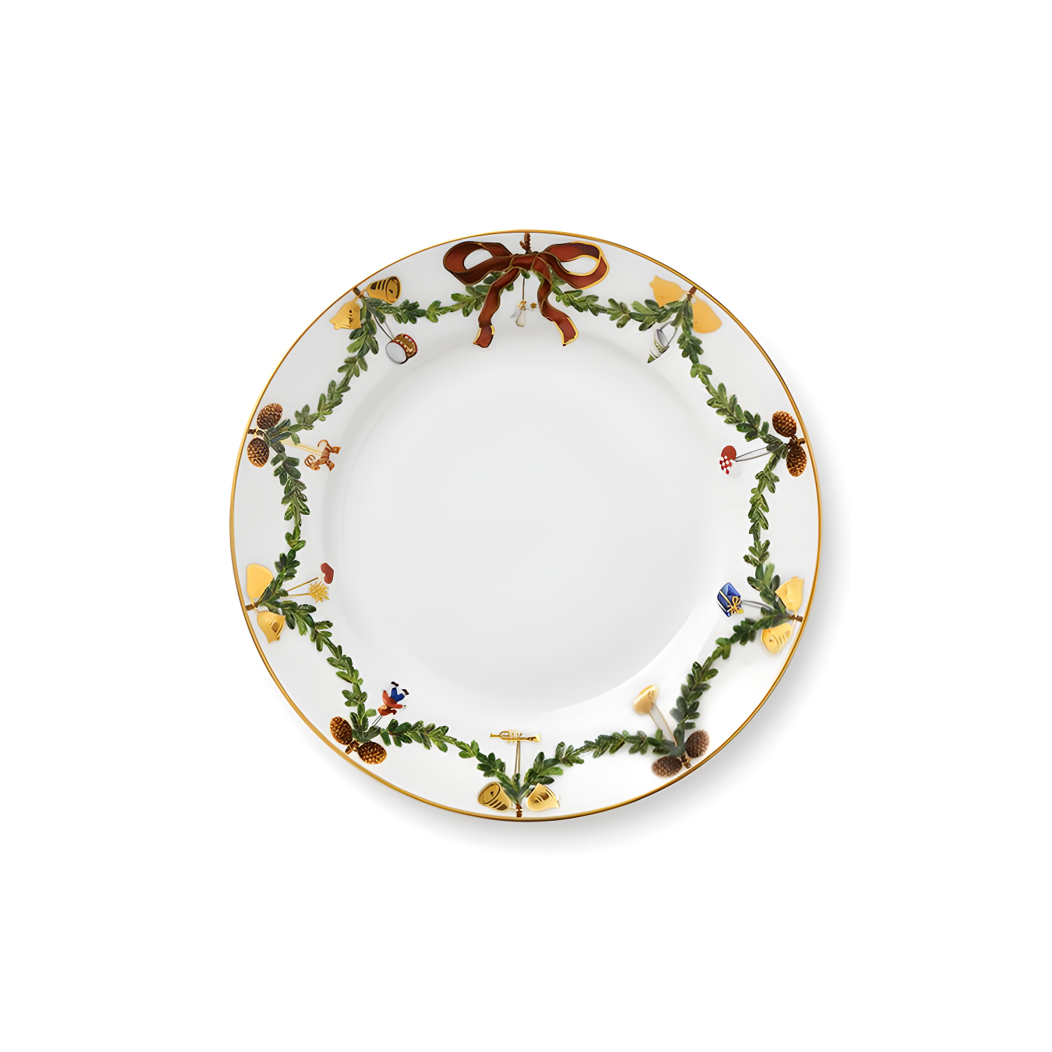 Star Fluted Christmas Hand-Painted Porcelain Dessert Plate