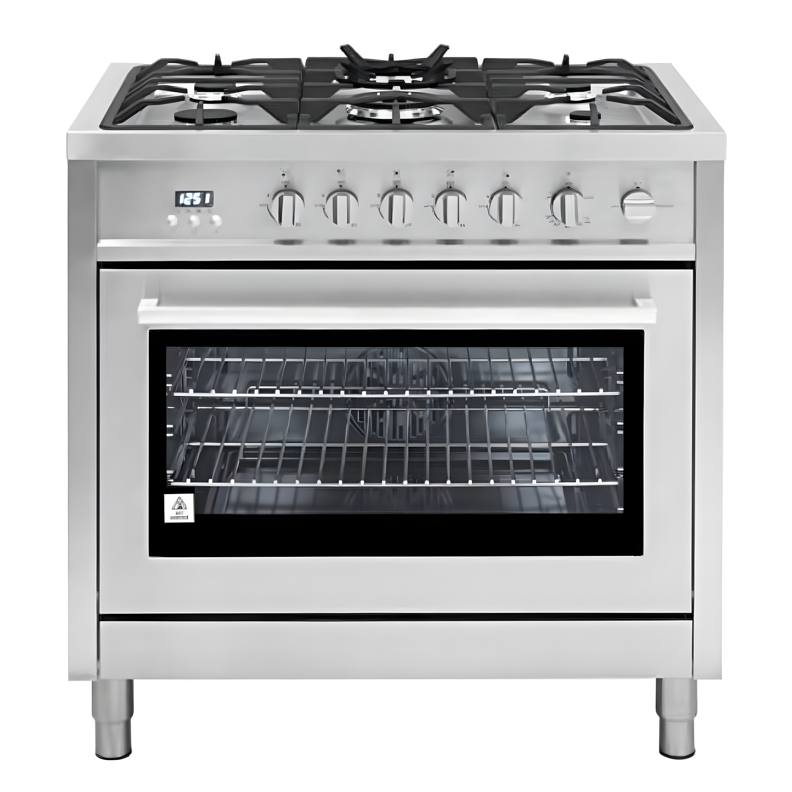 Stainless Steel 36" Gas Range with 5 Burner Cooktop and Rapid Convection Oven