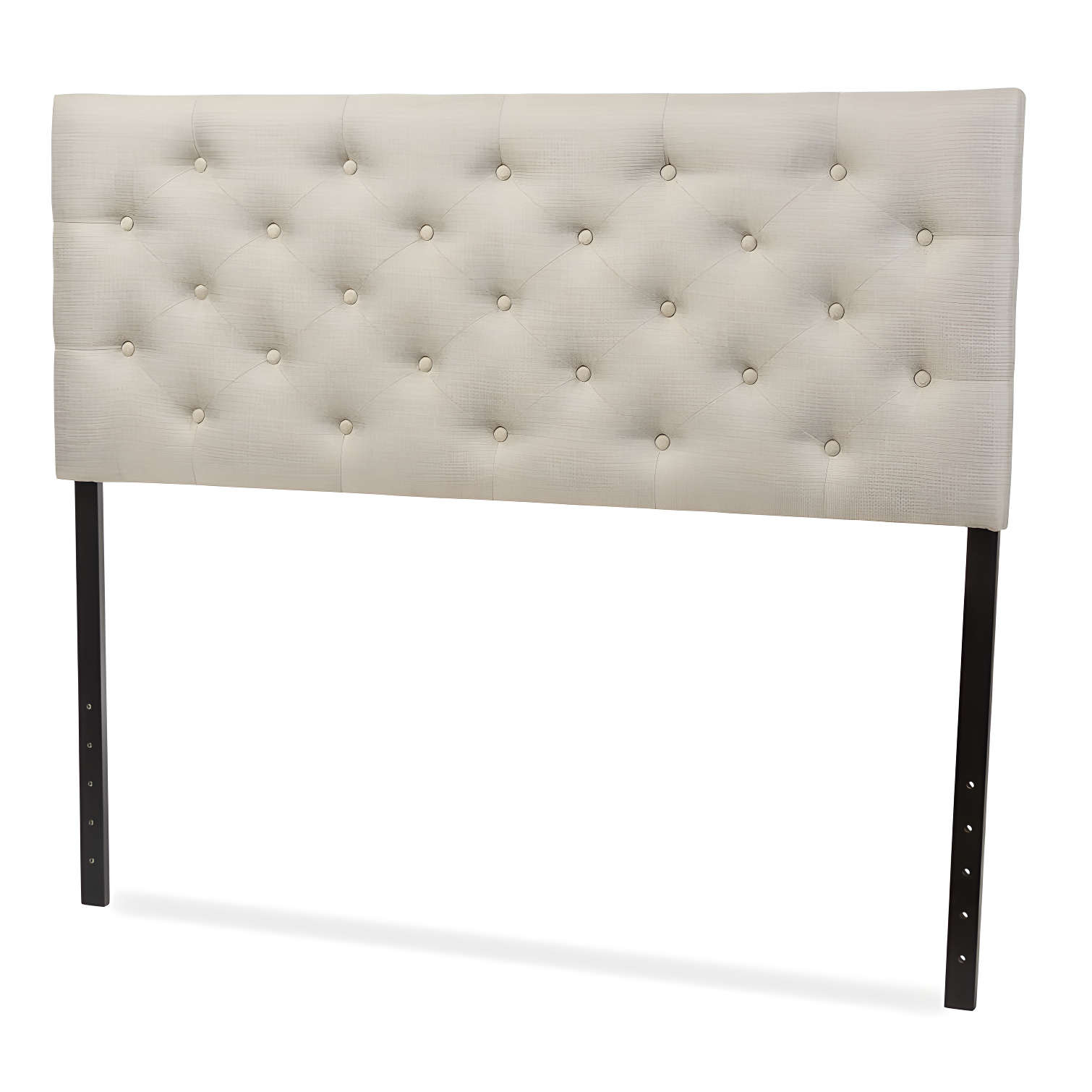 Light Beige Tufted Faux Leather Queen Headboard