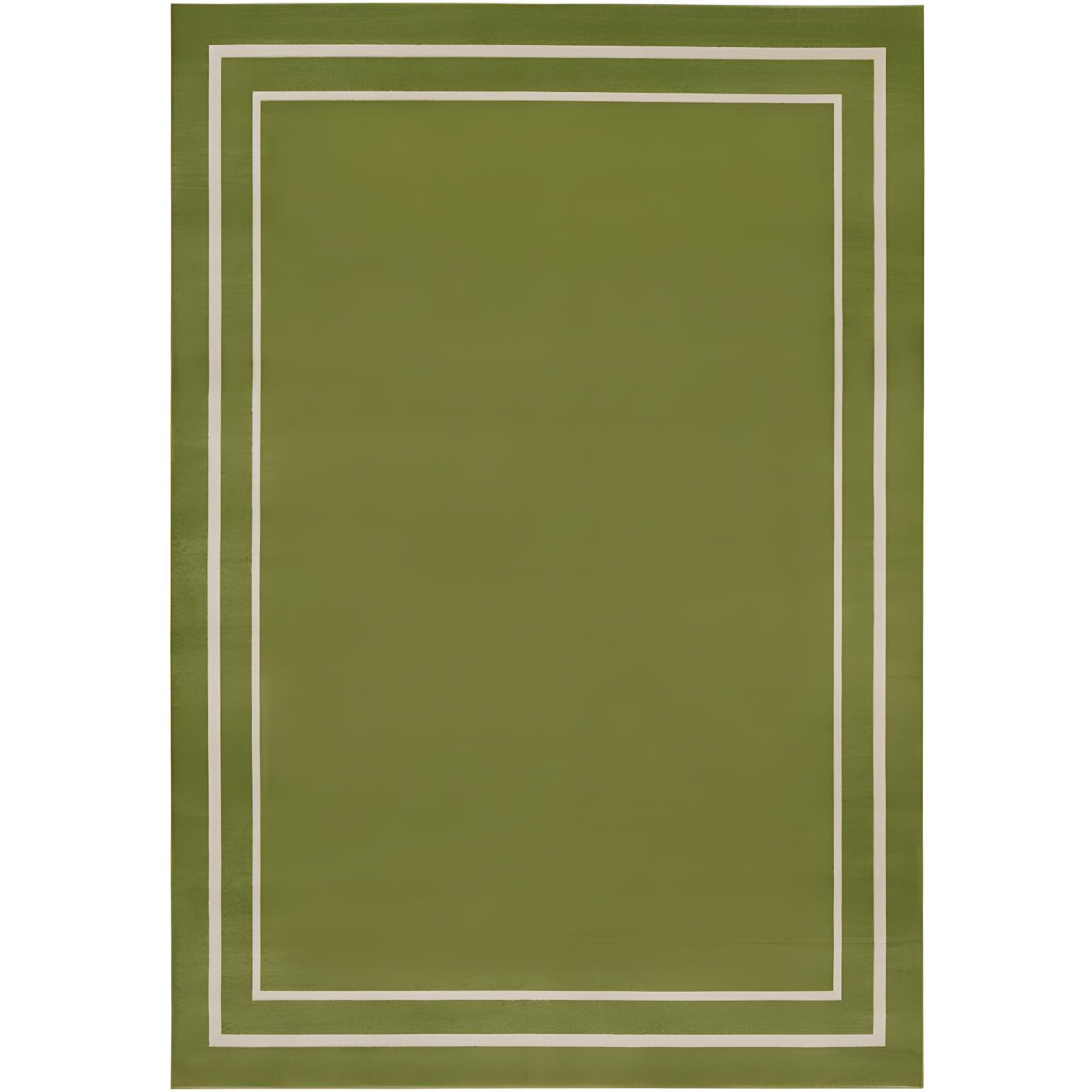 Essentials Green Ivory Double Border 9x12 Outdoor Rug