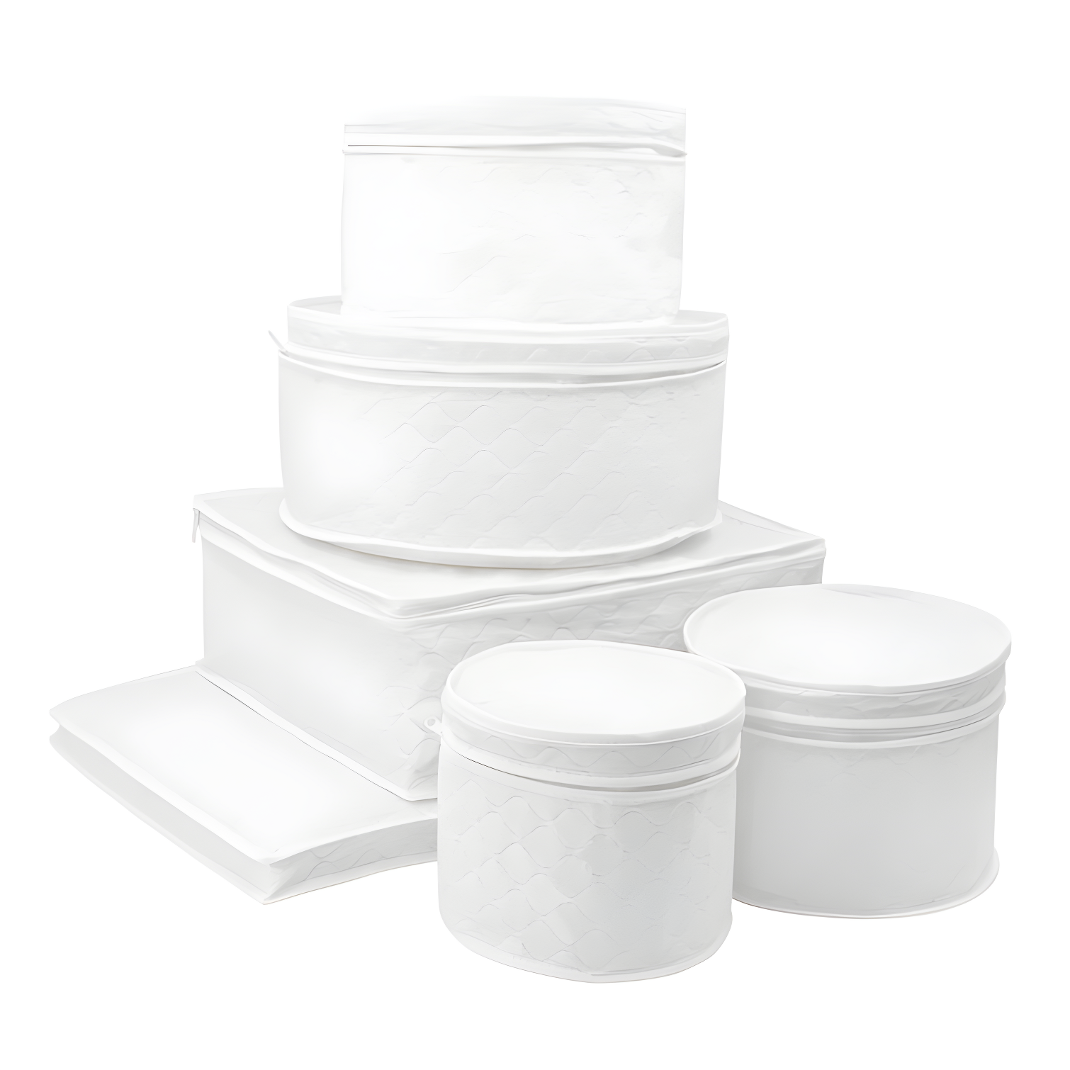 White Quilted Vinyl Dinnerware Storage Set with Foam Dividers