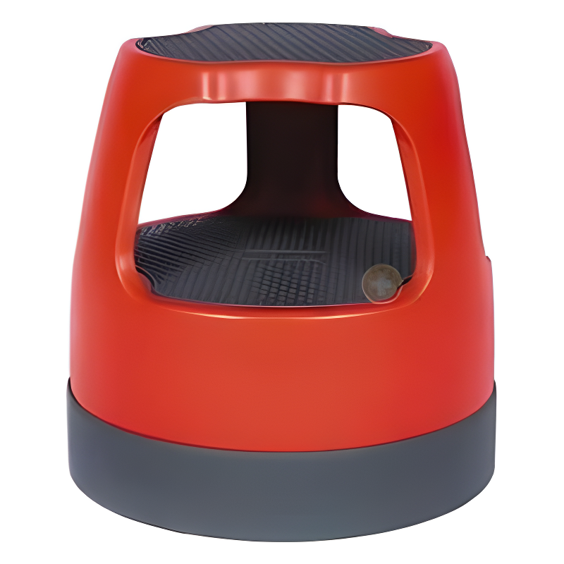 Red High-Density Plastic Rolling Step Stool with Casters