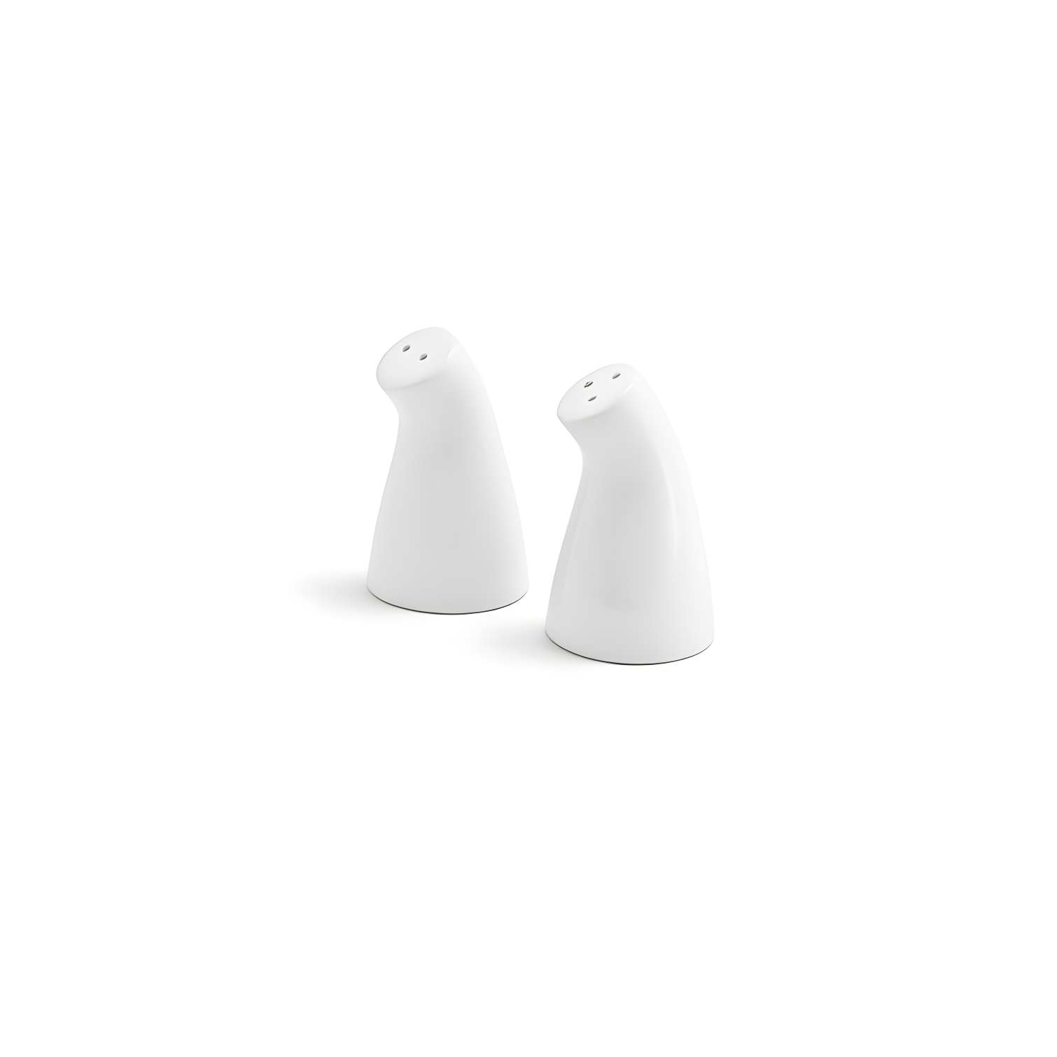 White Porcelain Leaning Salt and Pepper Shaker Set