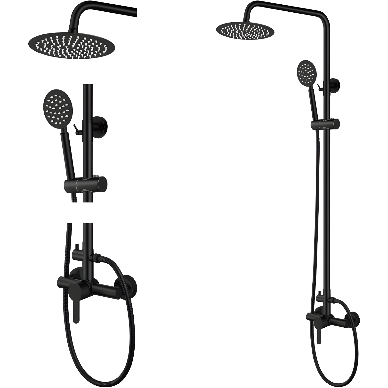 Matte Black Stainless Steel Outdoor Shower Fixture with Handheld