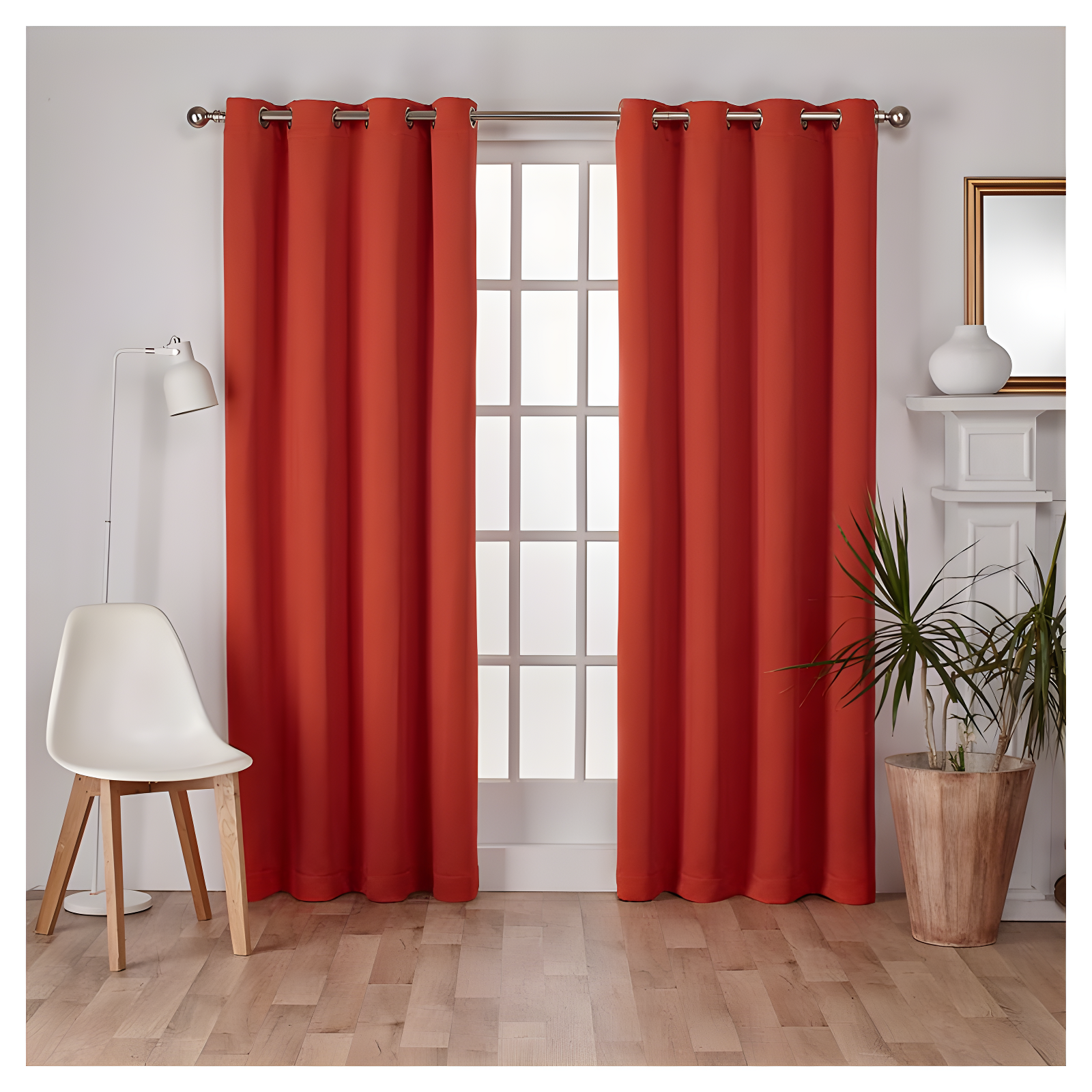 Mecca Orange Sateen Blackout Grommet Top Curtain Panels, 52" x 96"