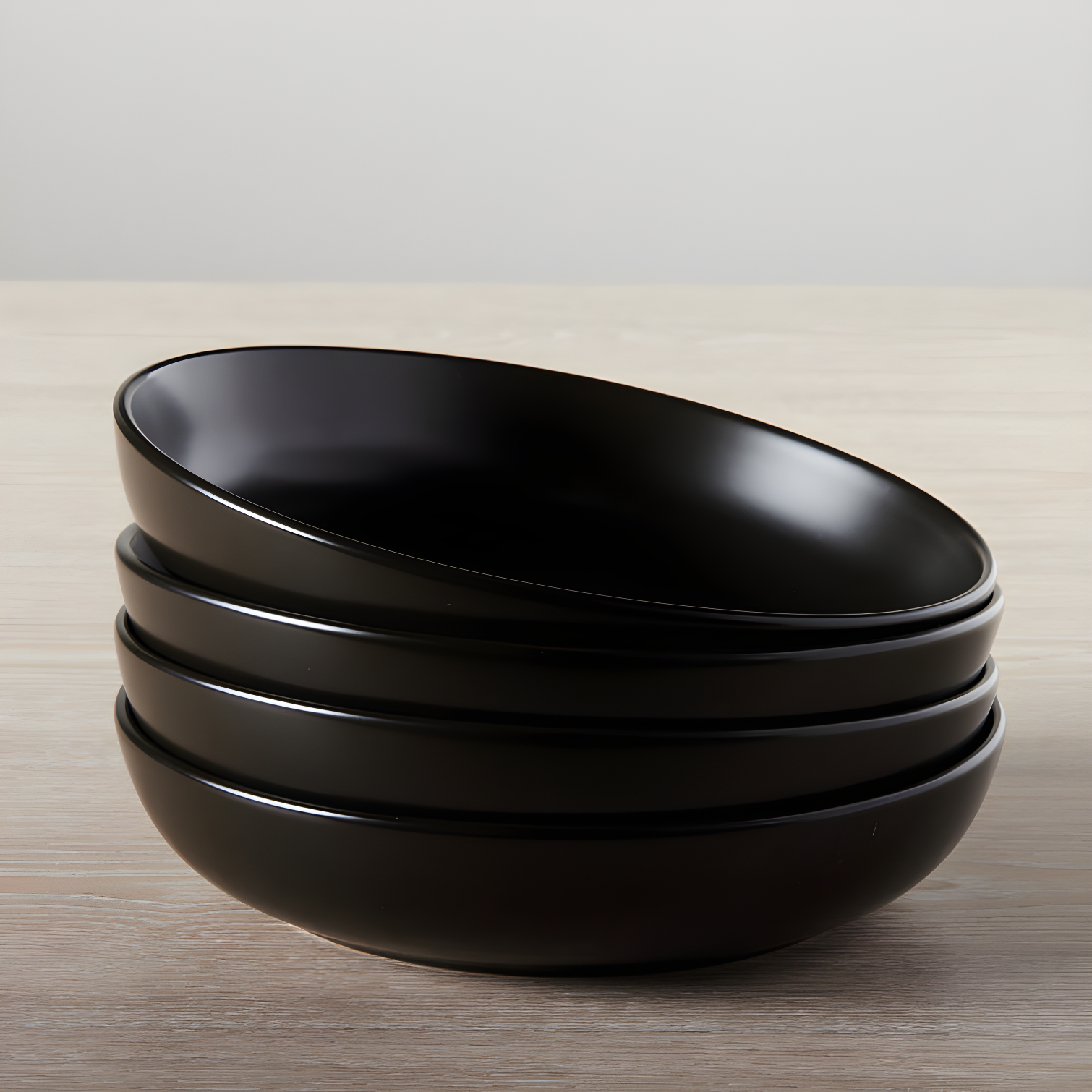 Matte Black Ceramic Microwave Safe Pasta Bowls Set